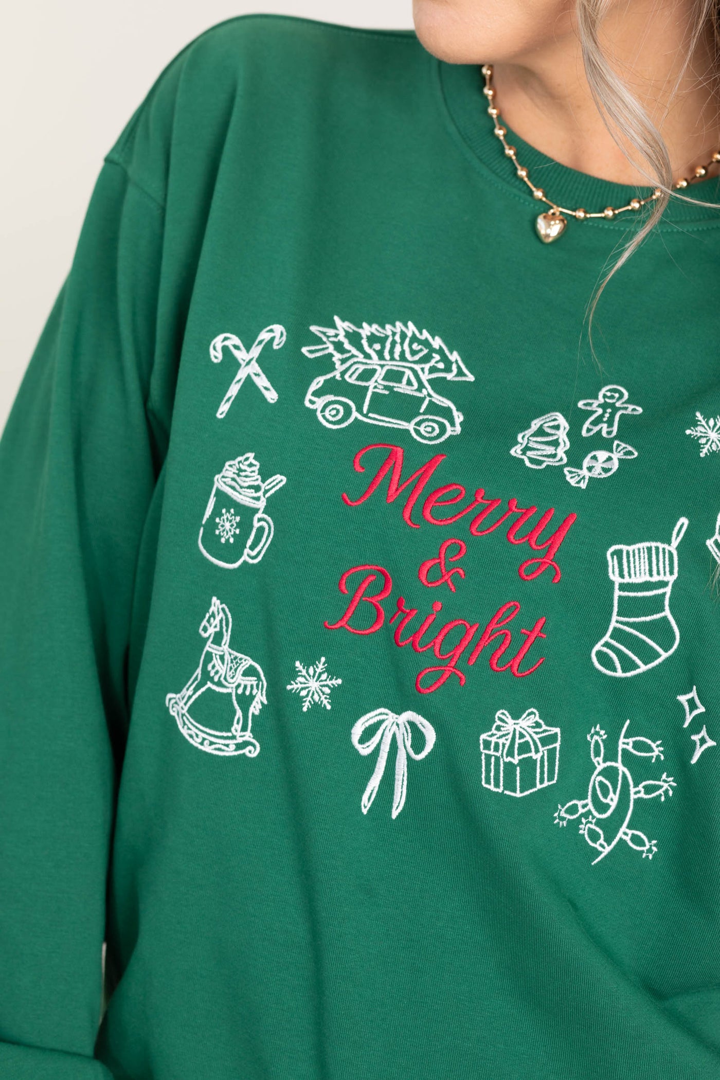 Green Merry & Bright Christmas Knit Crewneck