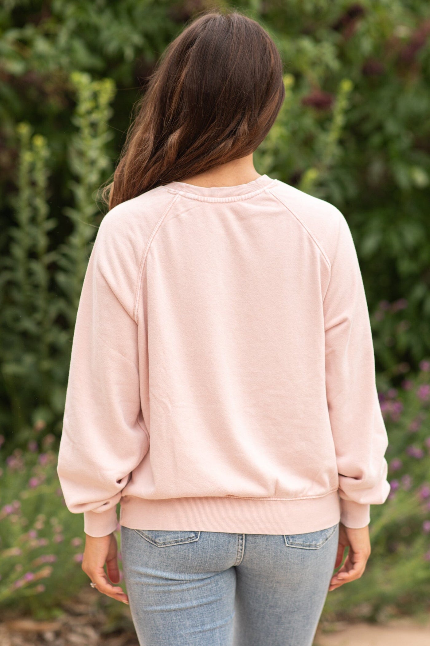 Blush Washed Sweatshirt With Seam Detail - Filly Flair