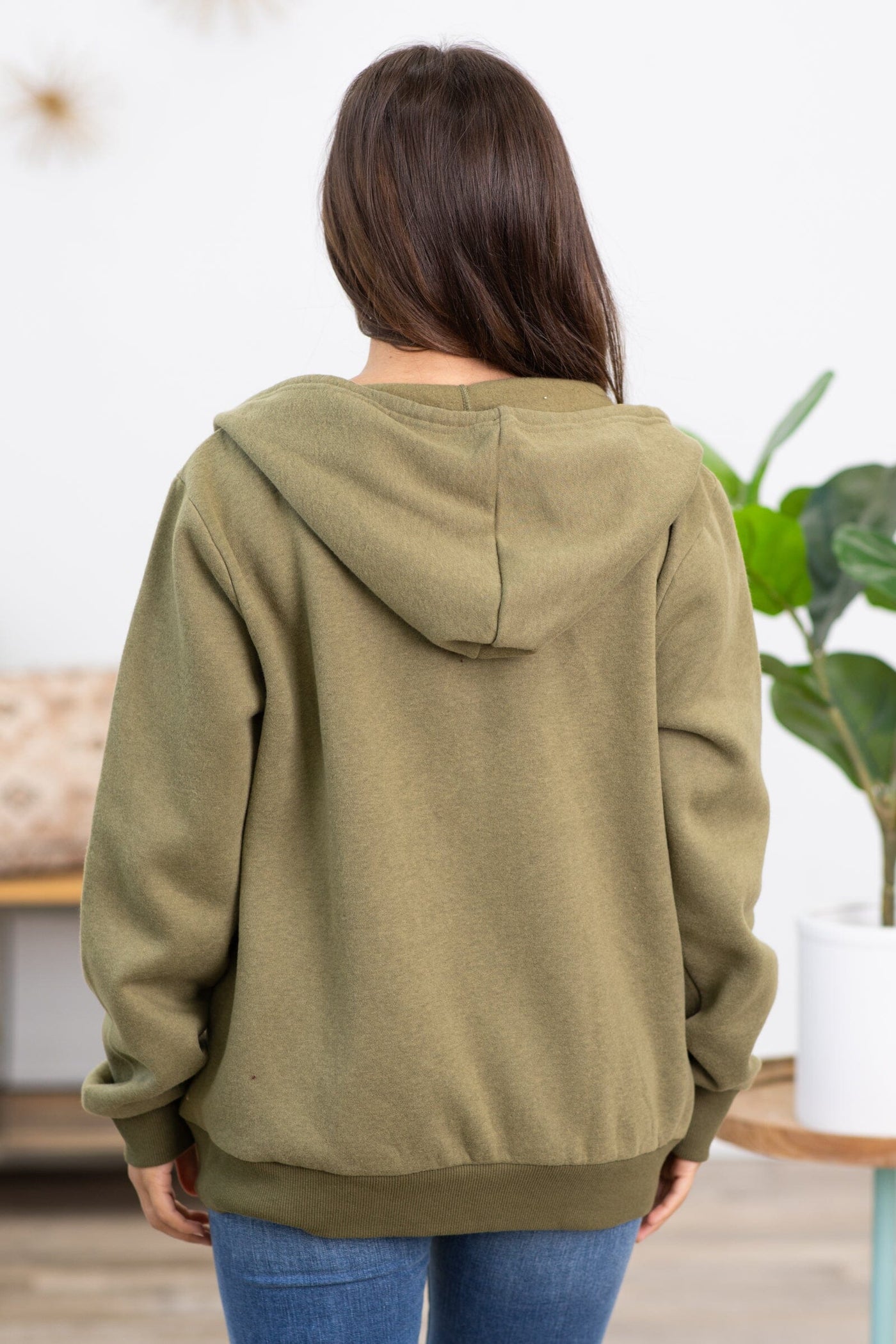 Olive Full Zip Hooded Sweatshirt - Filly Flair