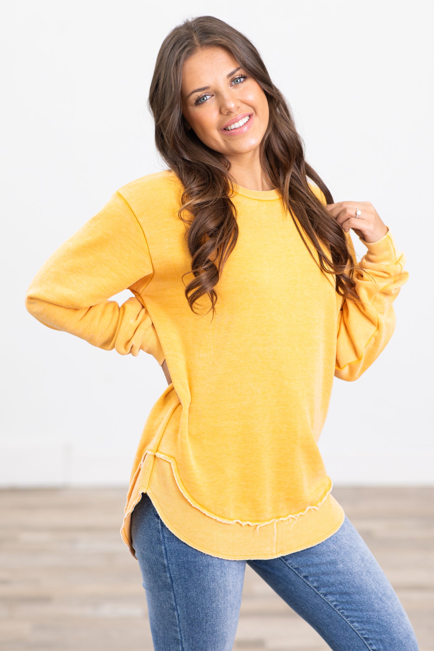 Golden Yellow Fleece Pigment Dyed Sweatshirt