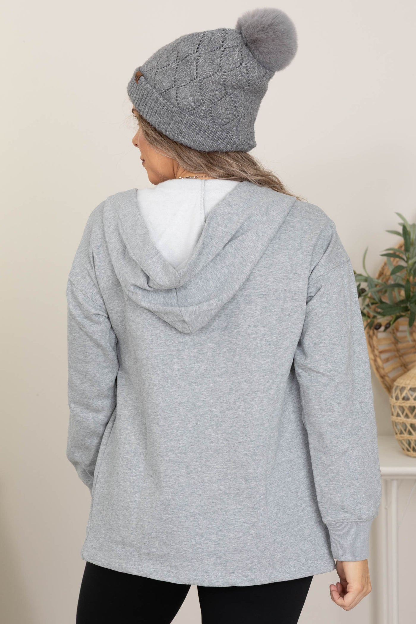 Heather Grey French Terry Hoodie Cardigan