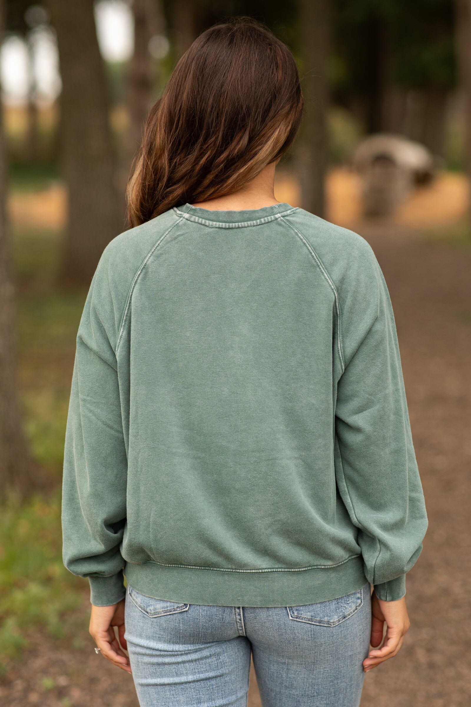 Emerald Washed Sweatshirt With Seam Detail - Filly Flair