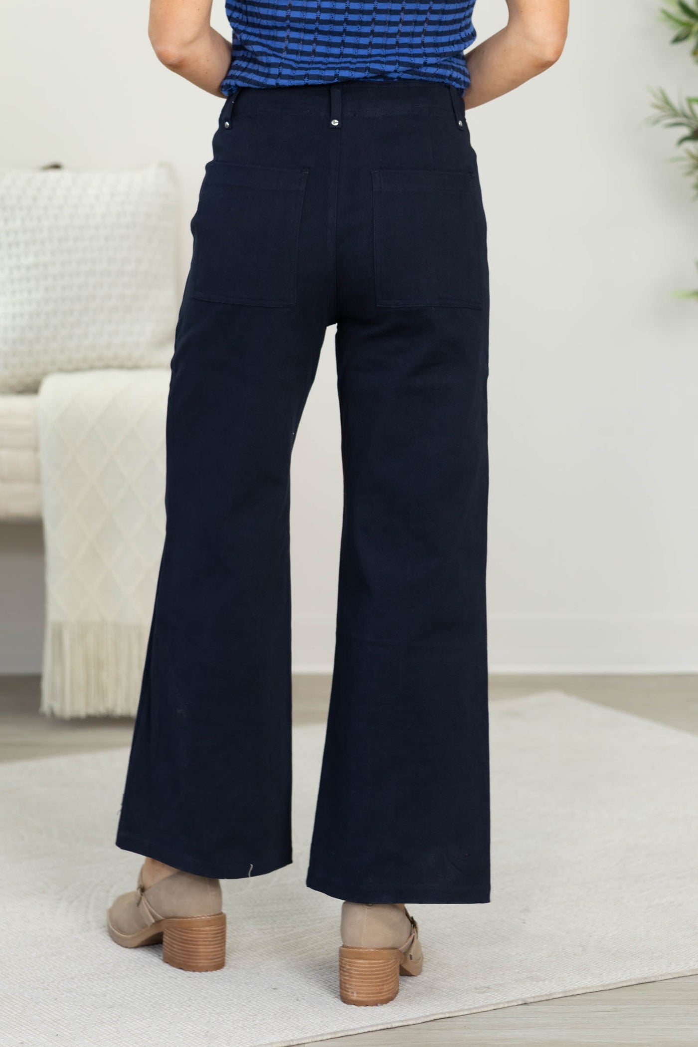 Front Seam Wide Leg Stretch Pants