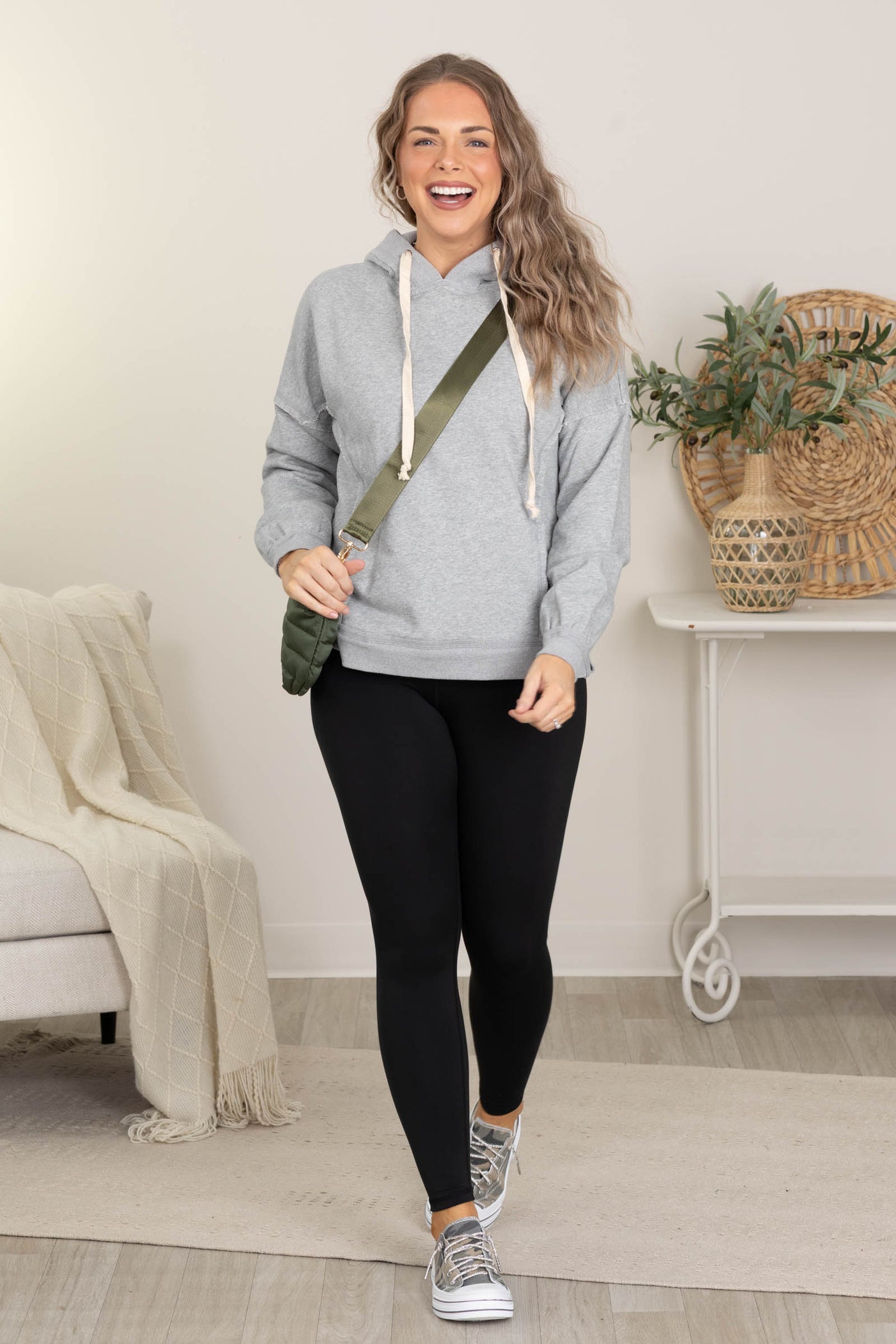 Heather Grey Hoodie Sweatshirt With Pockets