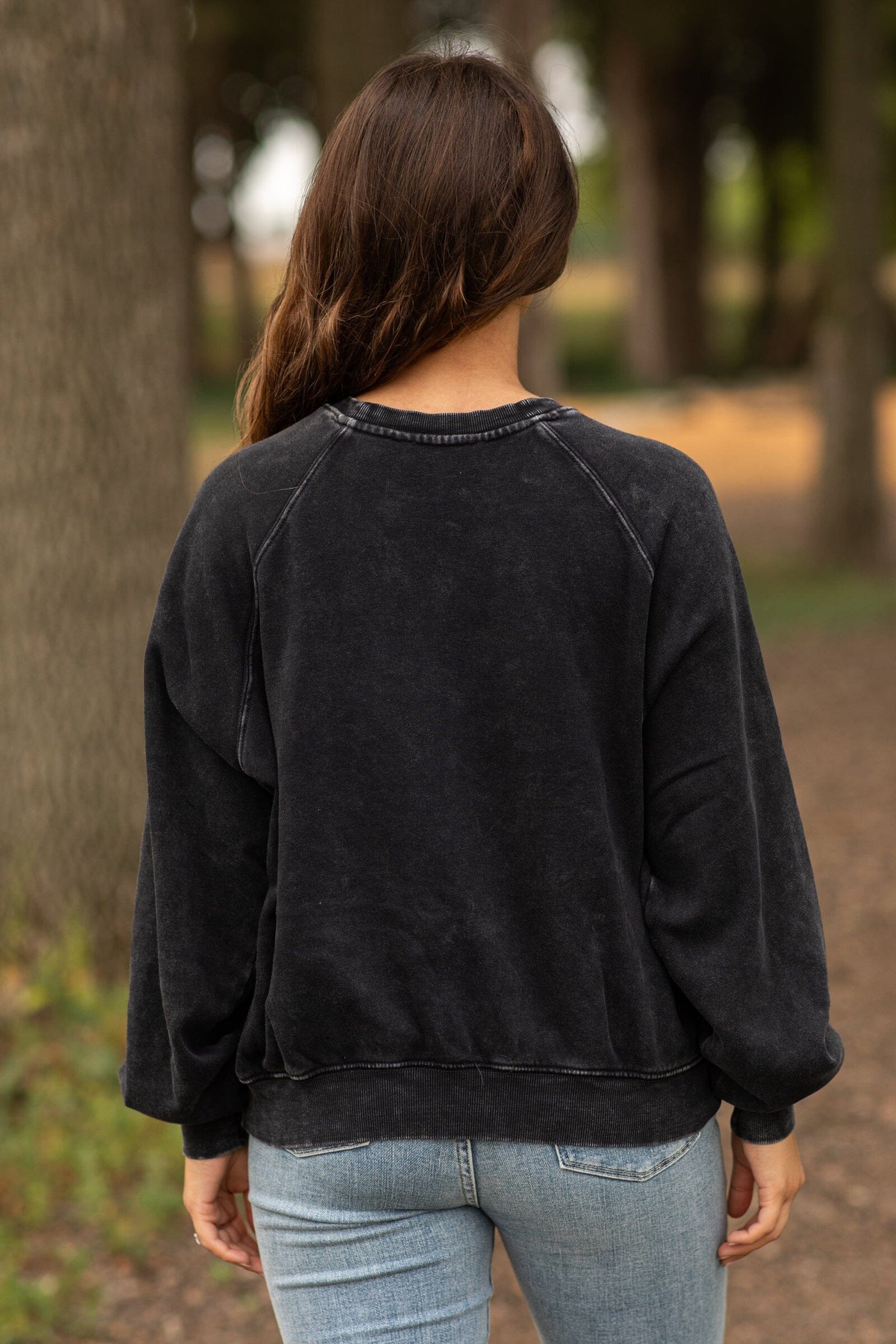 Black Washed Sweatshirt With Seam Detail - Filly Flair