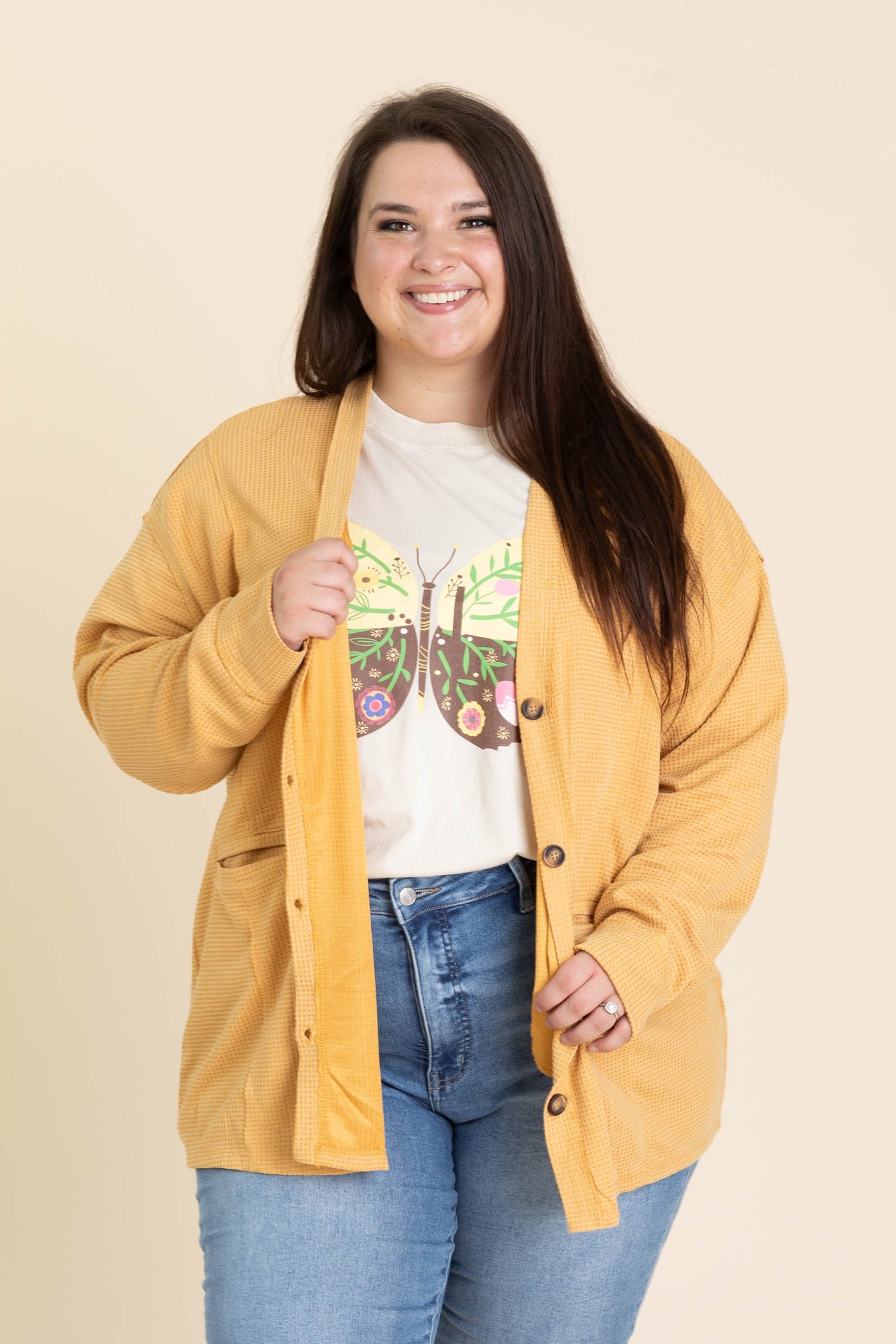 Knit Button Up Cardigans With Pockets