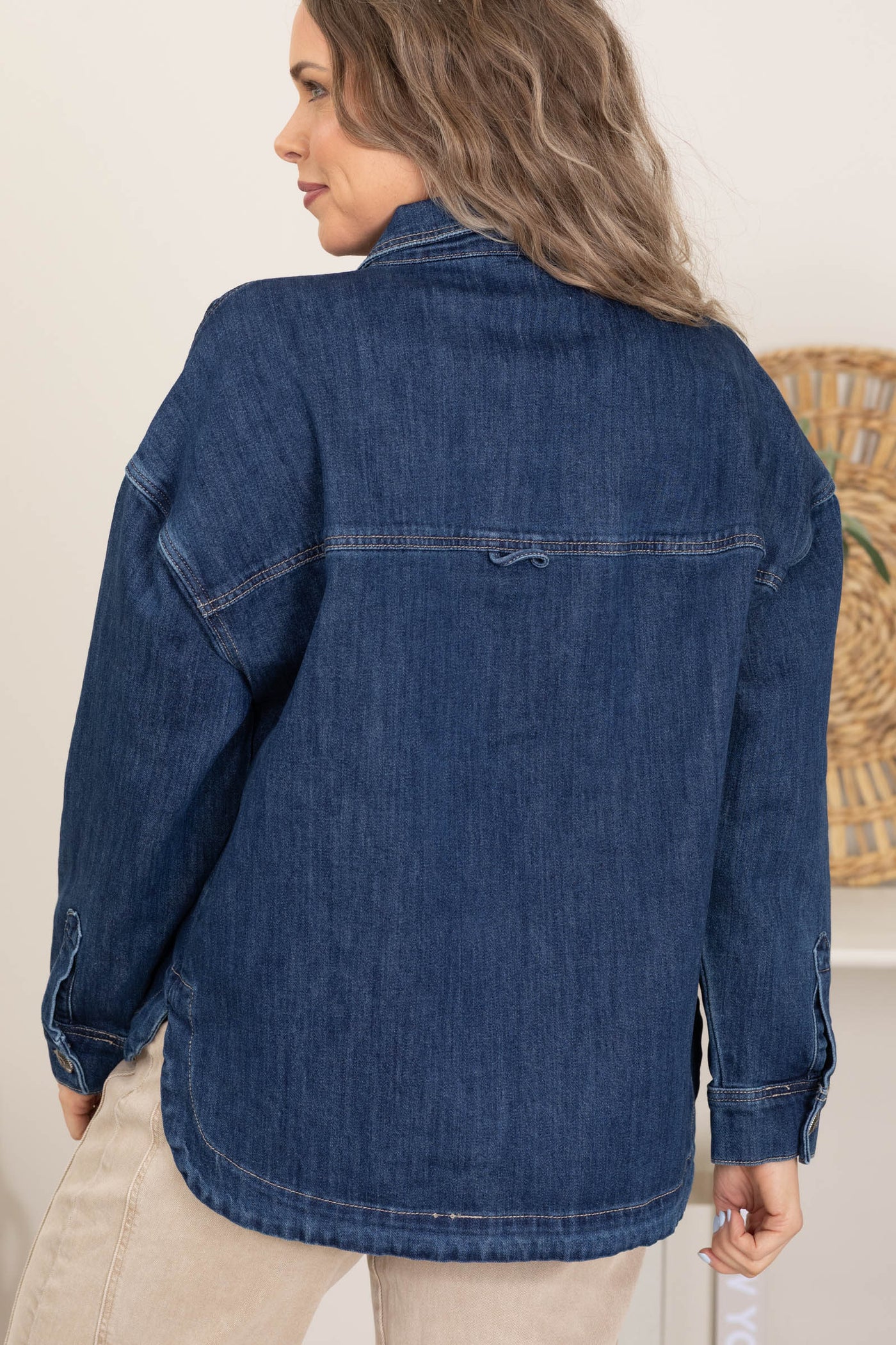 Mica Dark Washed Hi Low Denim Shacket