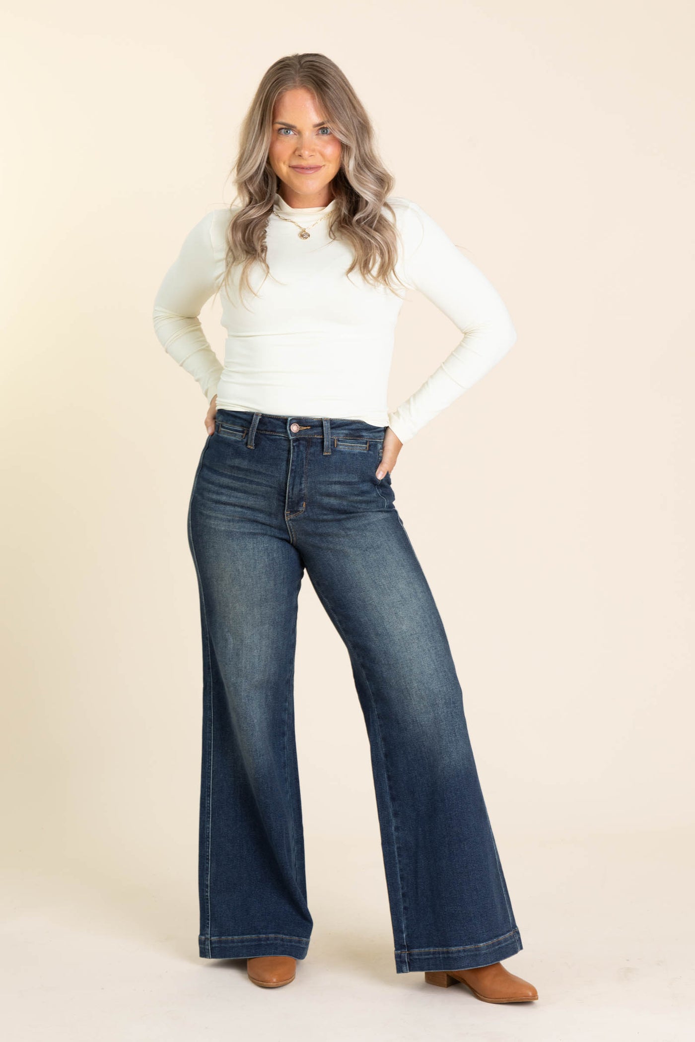 Judy Blue Dark Retro Wide Leg Welt Pocket Jean