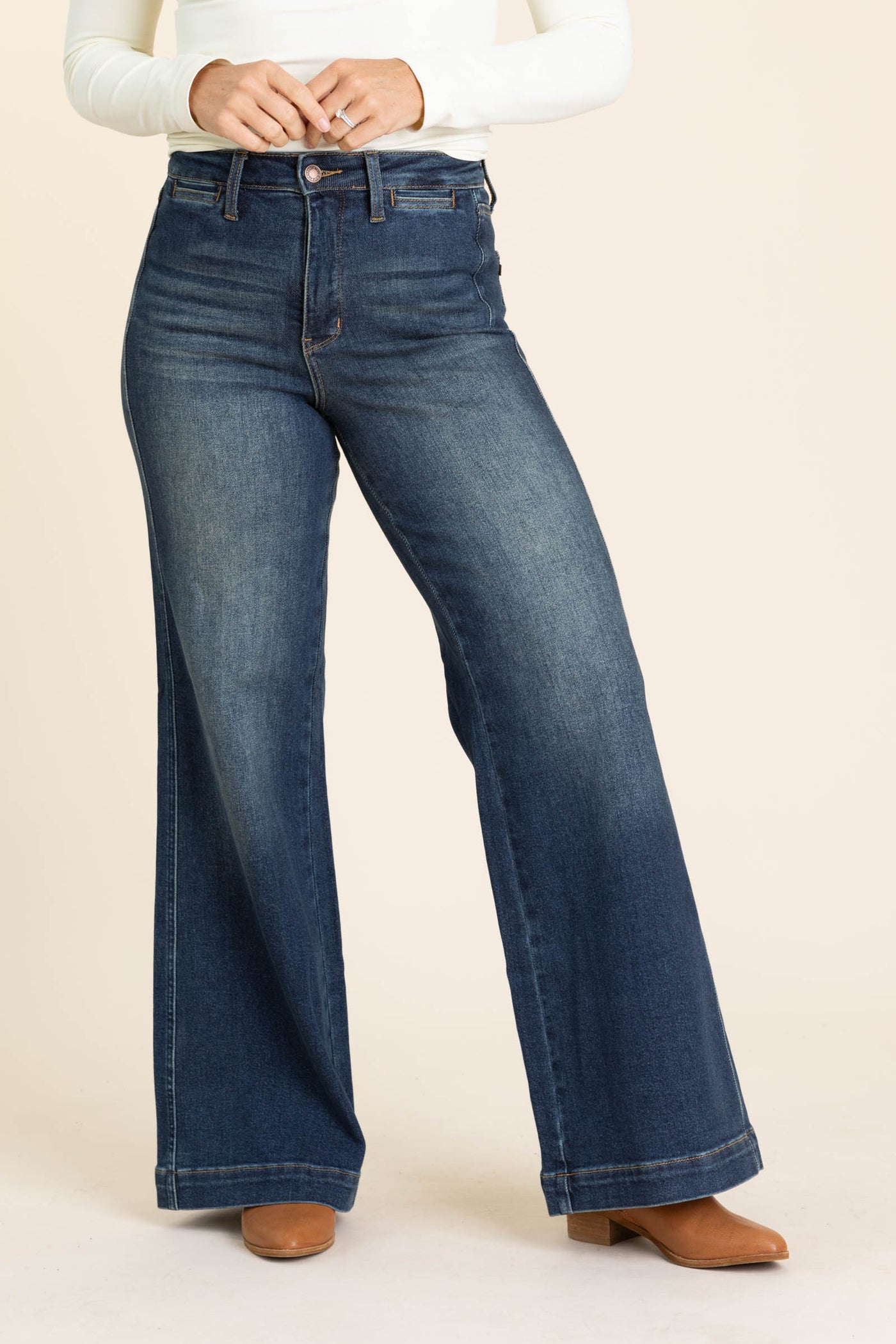 Judy Blue Dark Retro Wide Leg Welt Pocket Jean