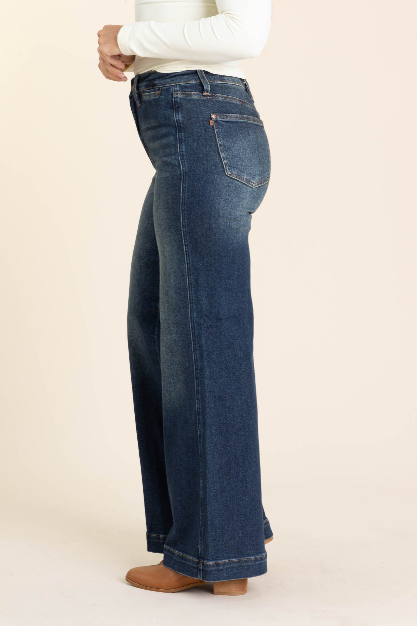 Judy Blue Dark Retro Wide Leg Welt Pocket Jean