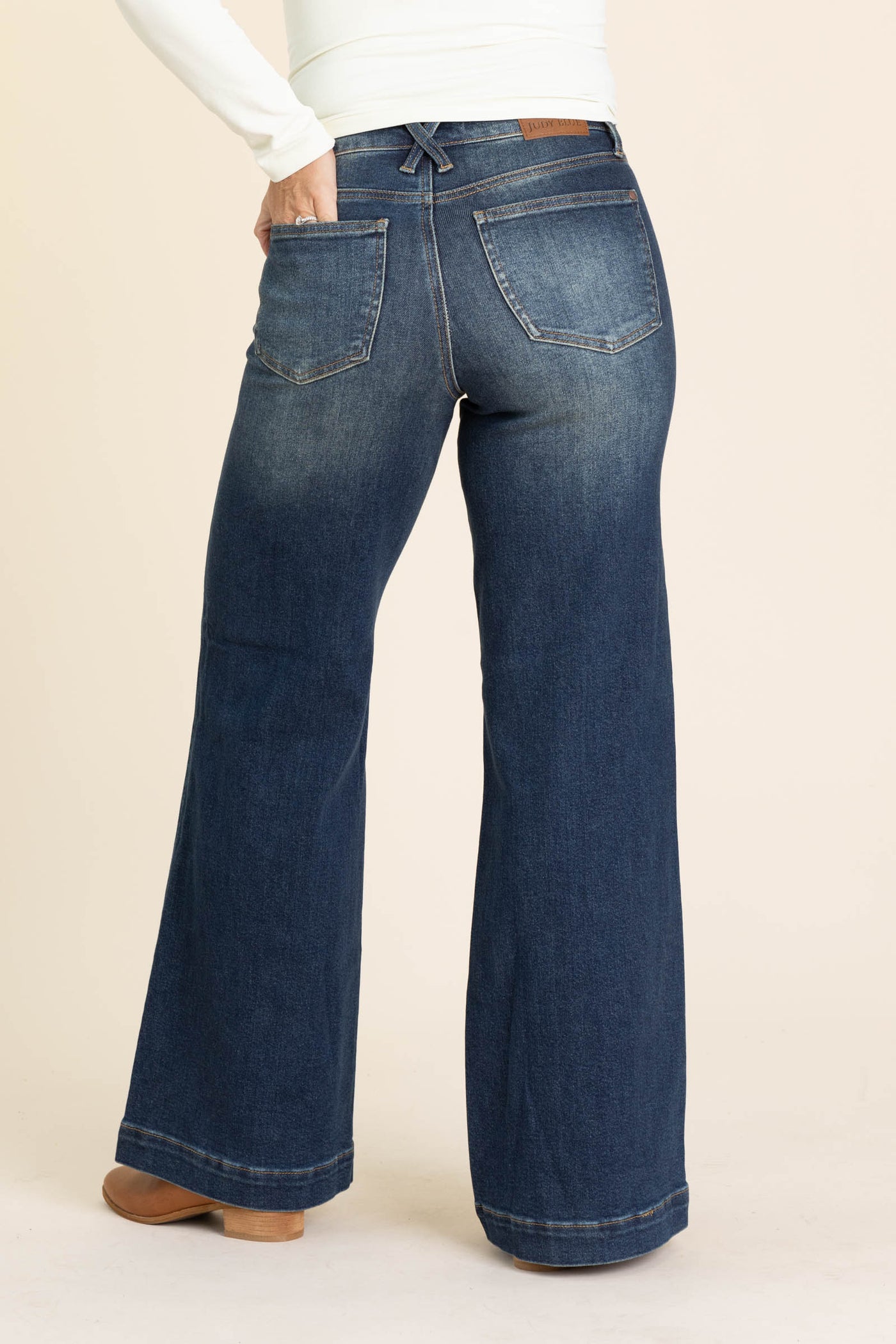 Judy Blue Dark Retro Wide Leg Welt Pocket Jean