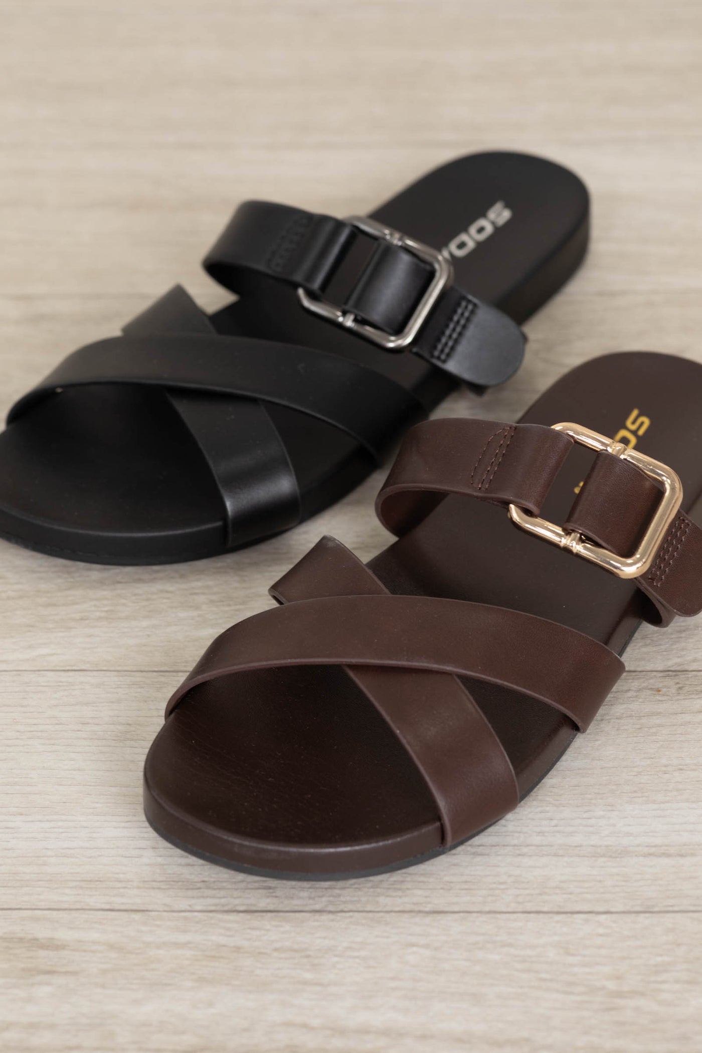 Criss Cross Front With Strap Buckle Sandals