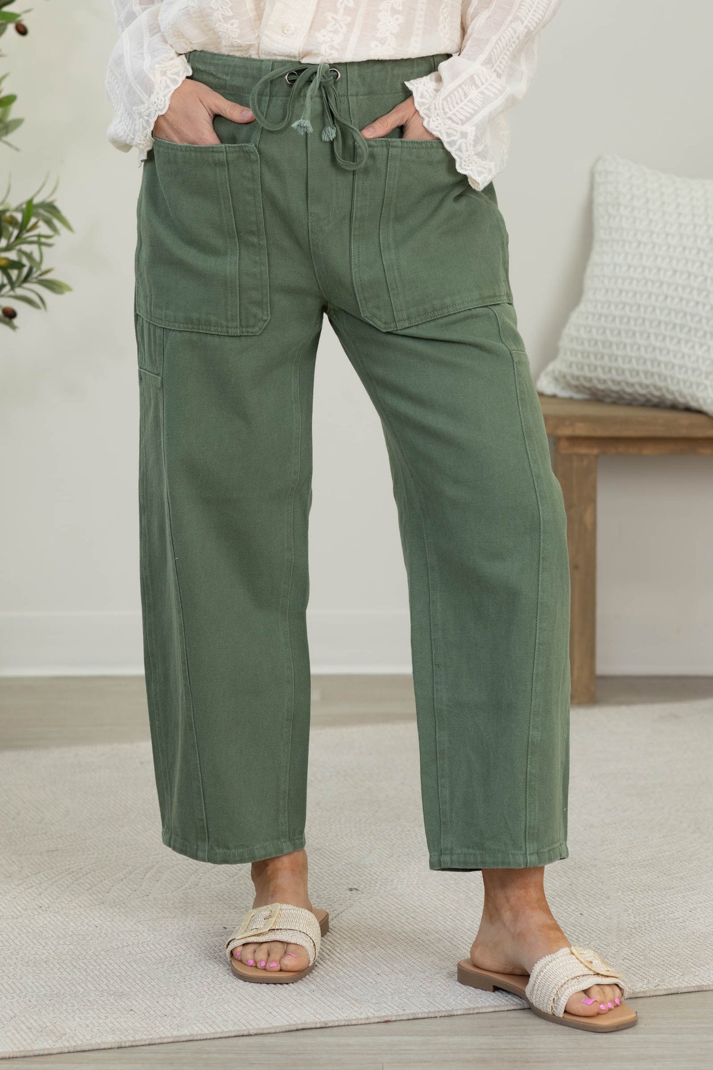 Vintage Wash Relaxed Fit String Pants