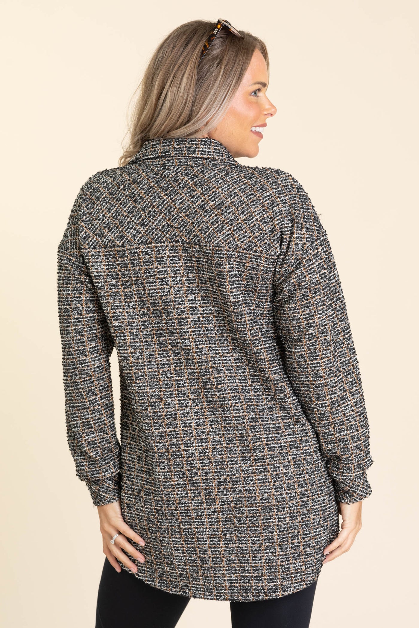 Black Houndstooth Tweed Shacket