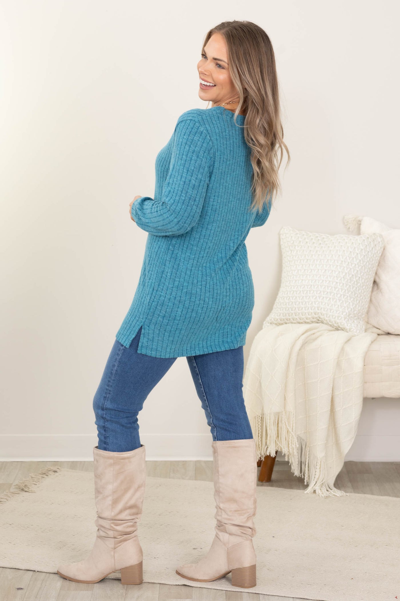 Teal Wide Rib Hacci Tunic