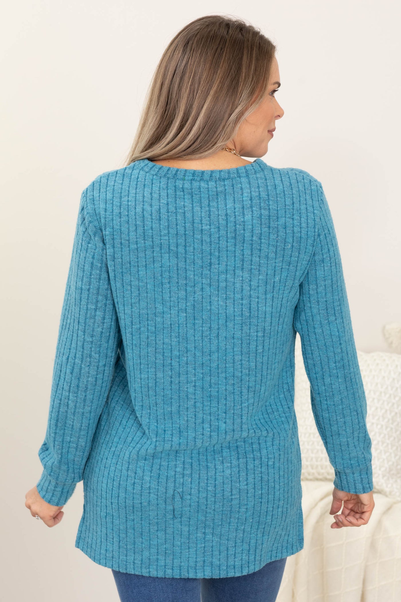 Teal Wide Rib Hacci Tunic