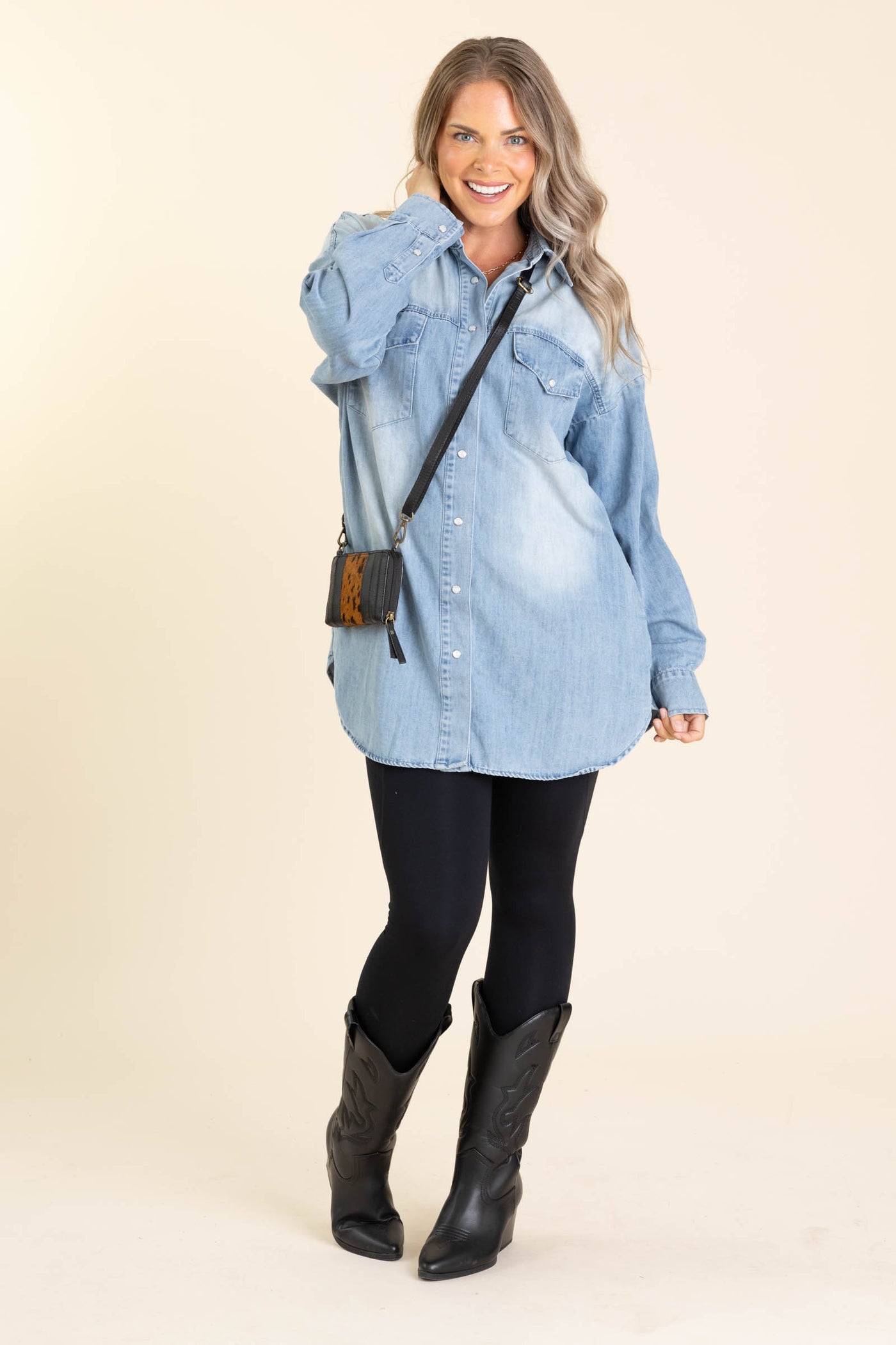 Light Denim Long Sleeve Knit Dress