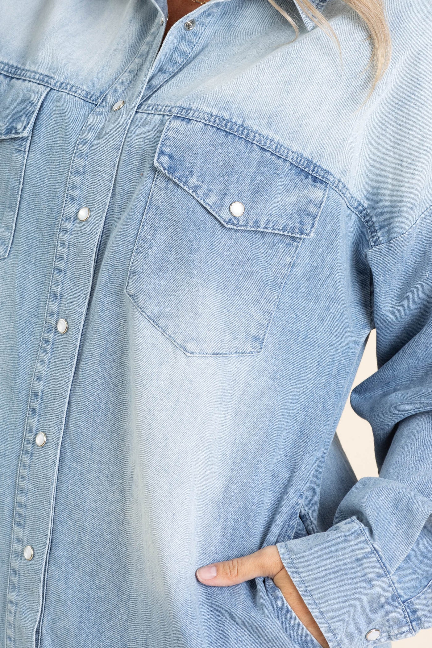 Light Denim Long Sleeve Knit Dress