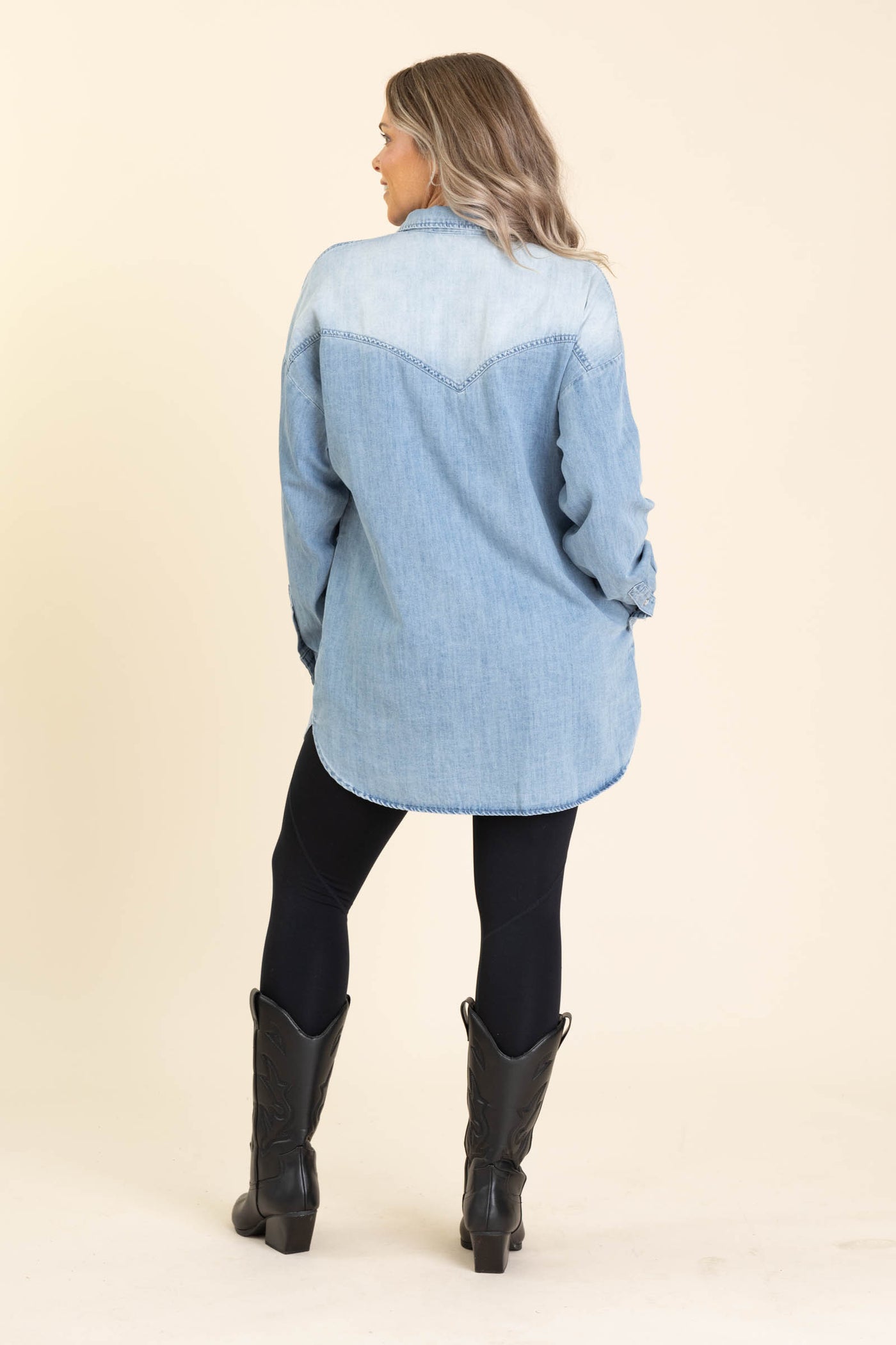 Light Denim Long Sleeve Knit Dress