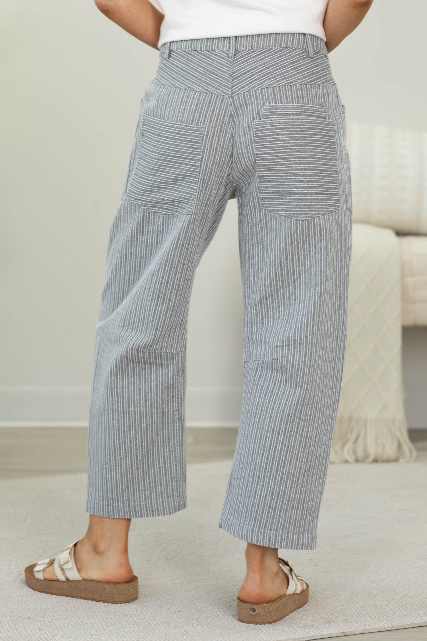 Cotierra Black Railroad Stripe Low Barrel Jeans