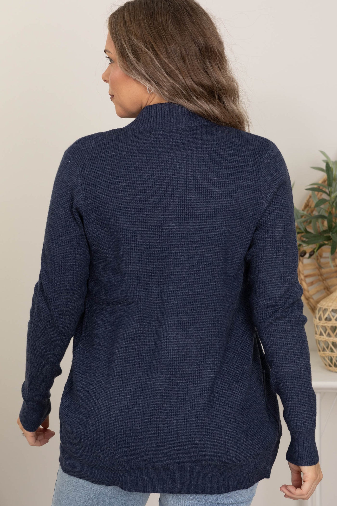 Open Front Waffle Textured Sweater Cardigans