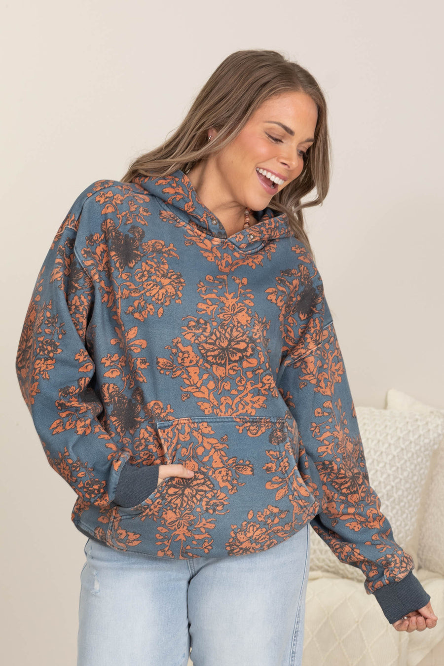 Floral Printed Fleece Hoodies