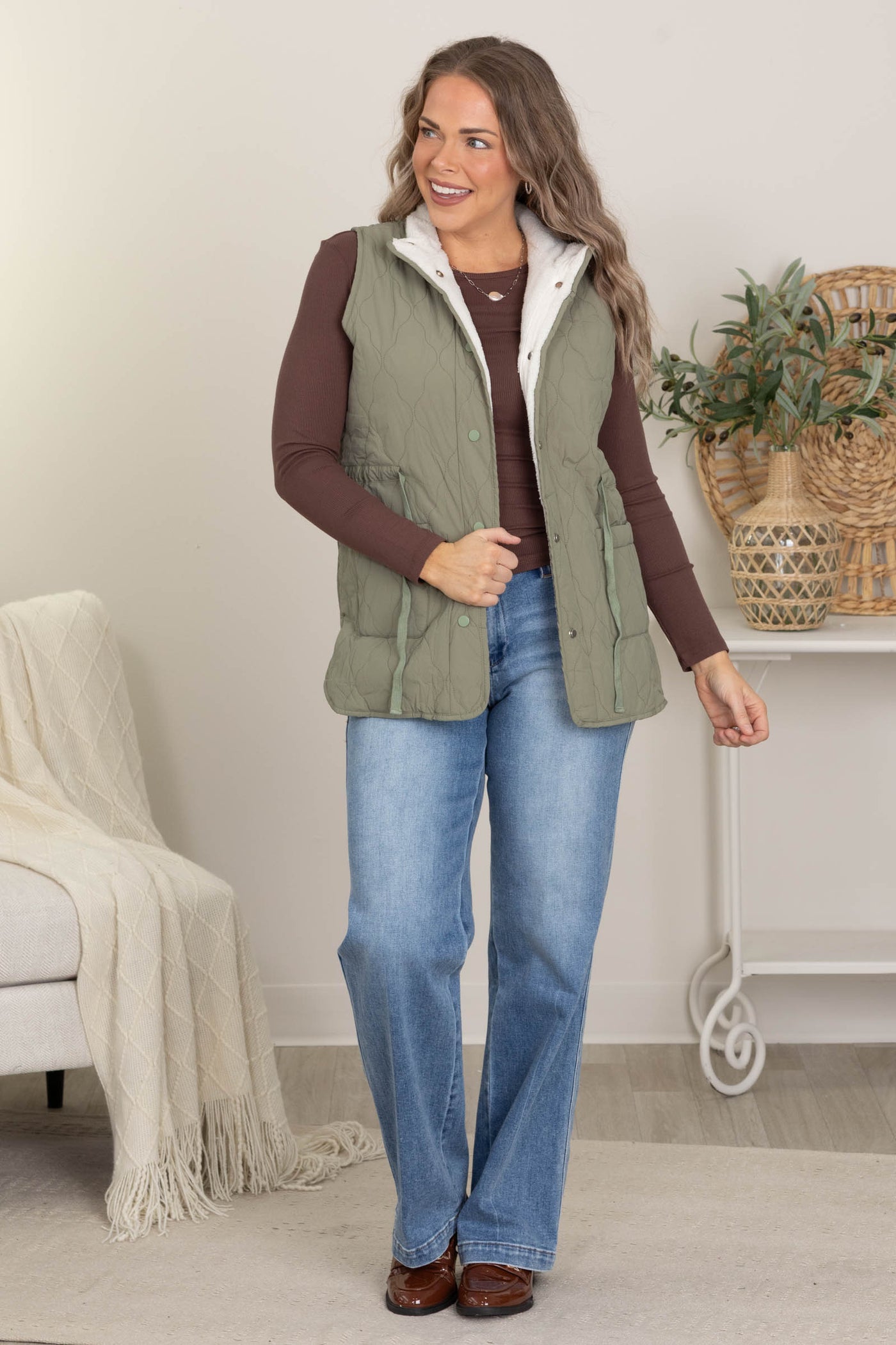 Drawstring Waist Padding Vests