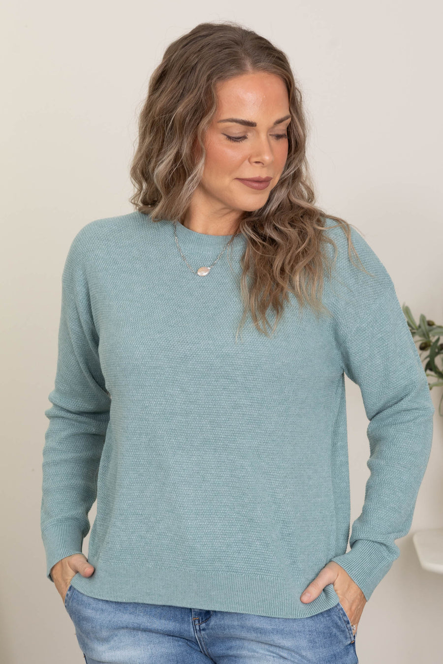 Lightweight Textured Long Sleeve Knit Sweaters