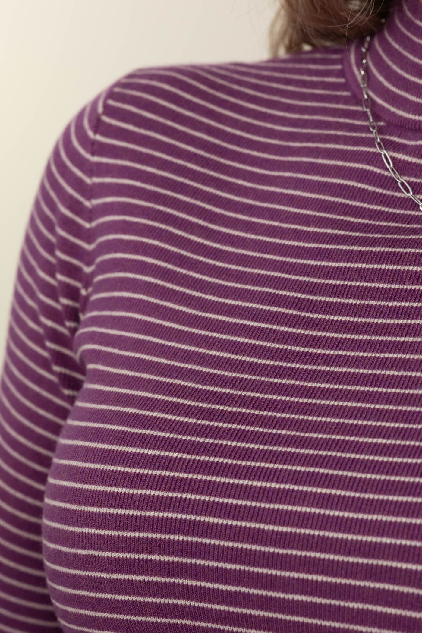 Pinstripes Long Sleeve Mock Neck Knit Sweaters