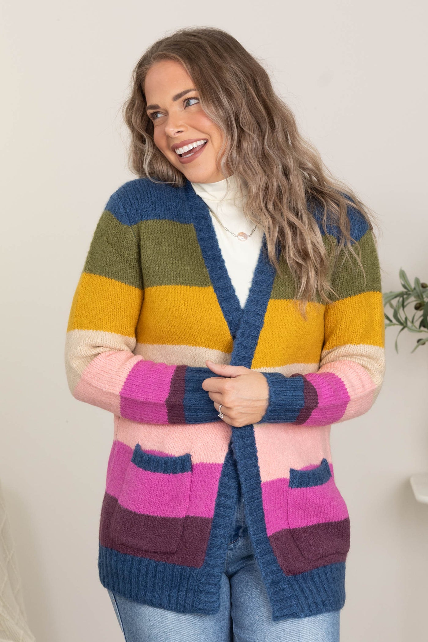 Multicolor Open Front Sweater Cardigans