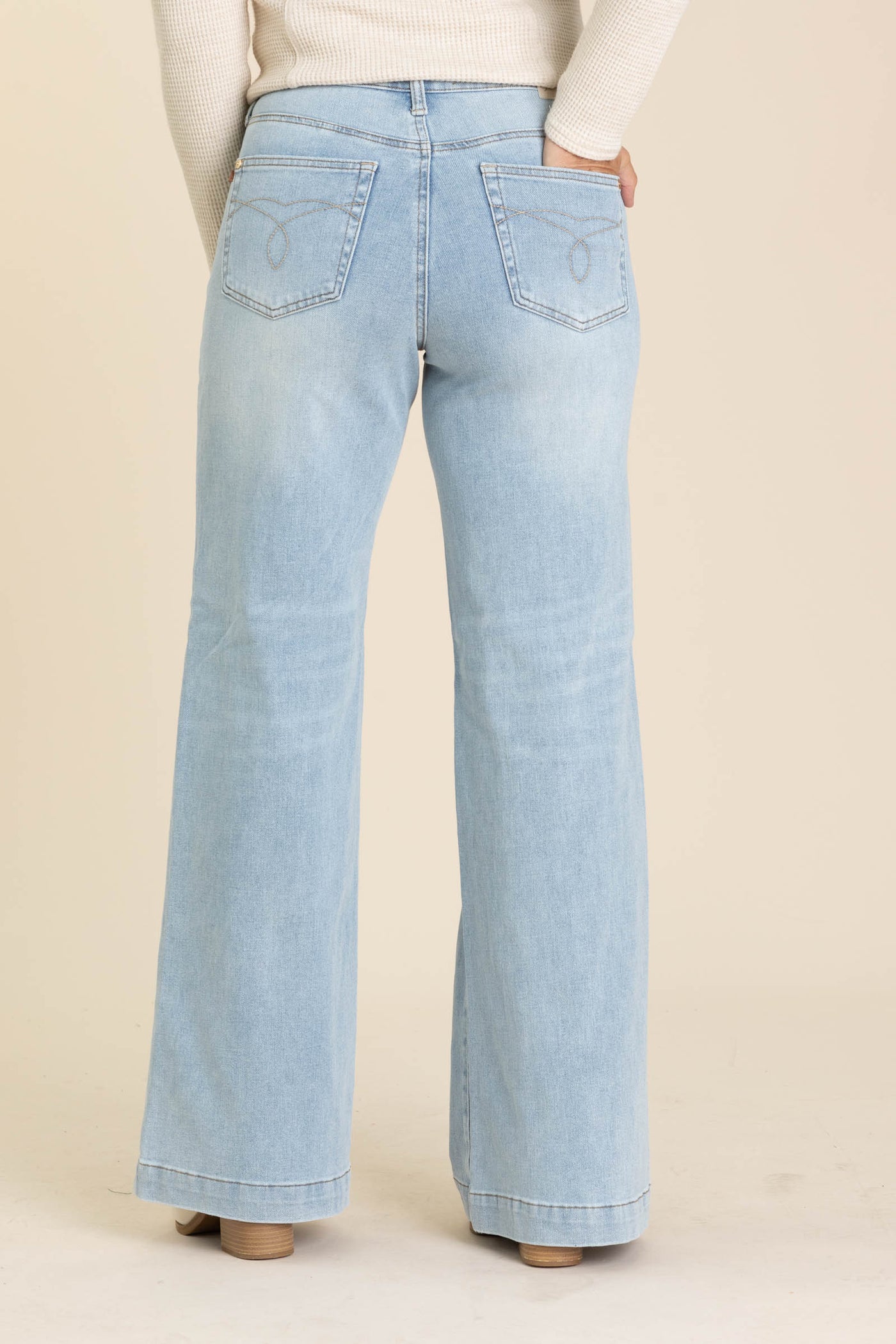 Judy Blue Light Retro Wide Criss Cross Jeans