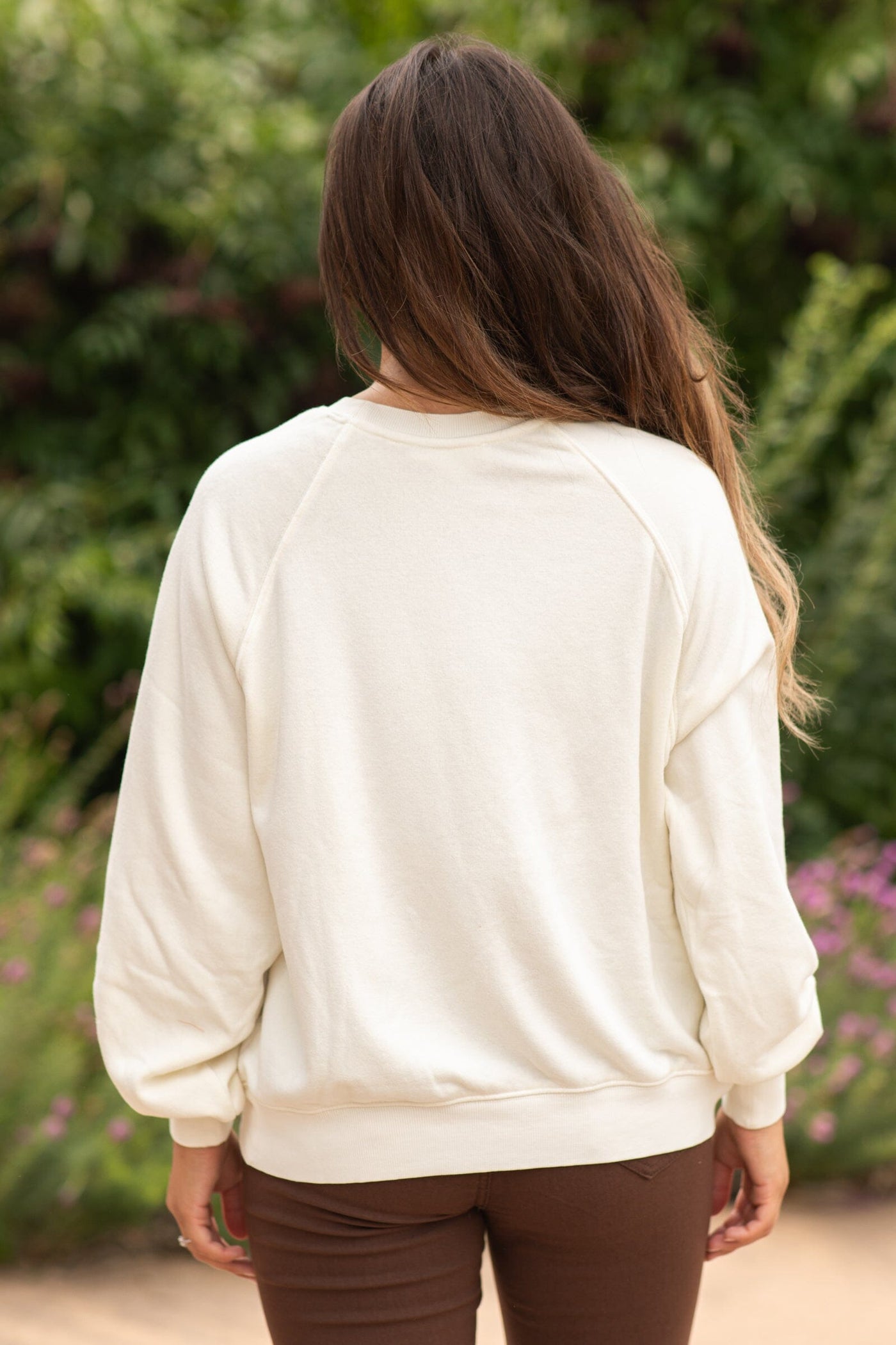 Ivory Washed Sweatshirt With Seam Detail - Filly Flair