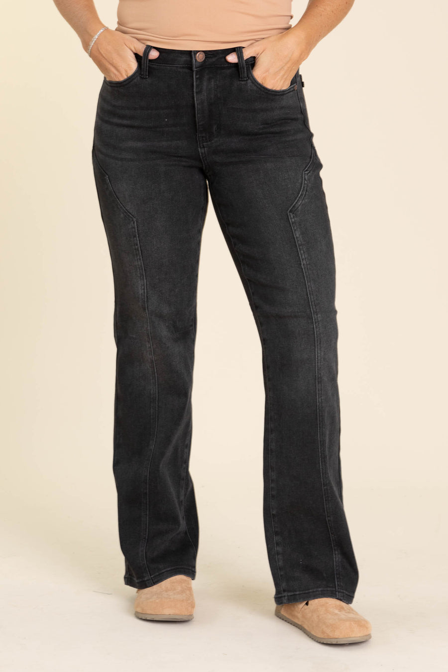 Judy Blue Black Straight Western Seam Jeans