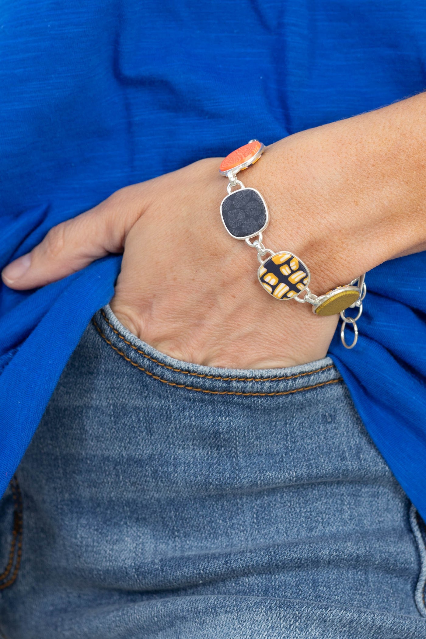Silver Reversible Coin Toggle Bracelet