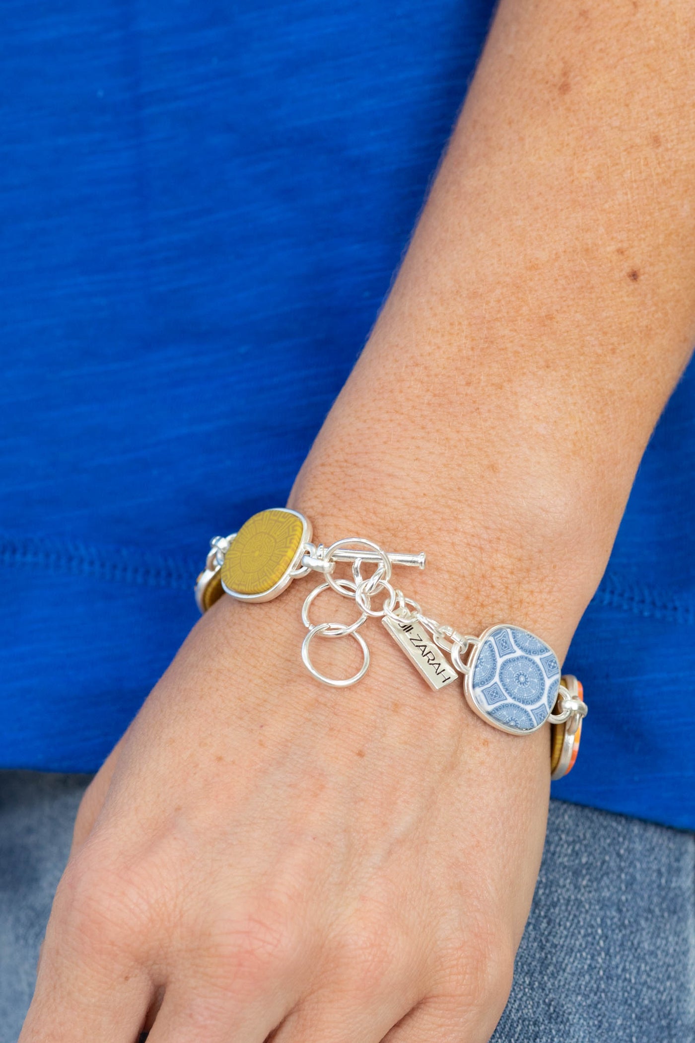 Silver Reversible Coin Toggle Bracelet