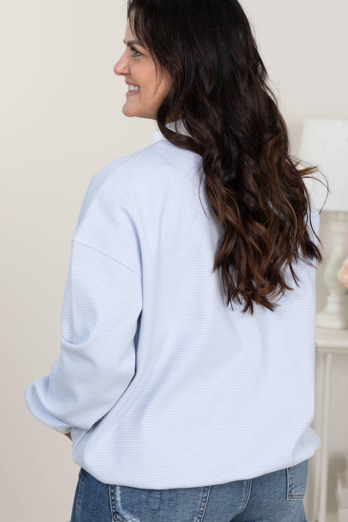 Mock Neck Striped Sweatshirts