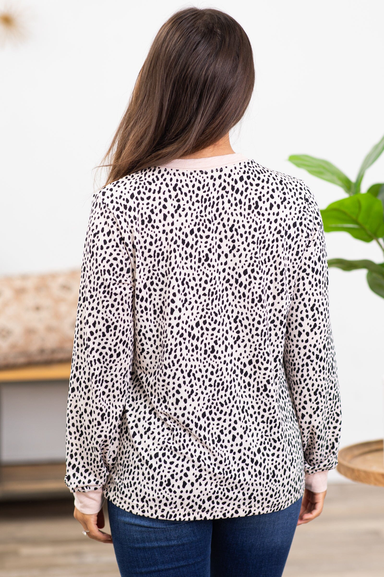 Beige and Black Animal Print Long Sleeve Top - Filly Flair