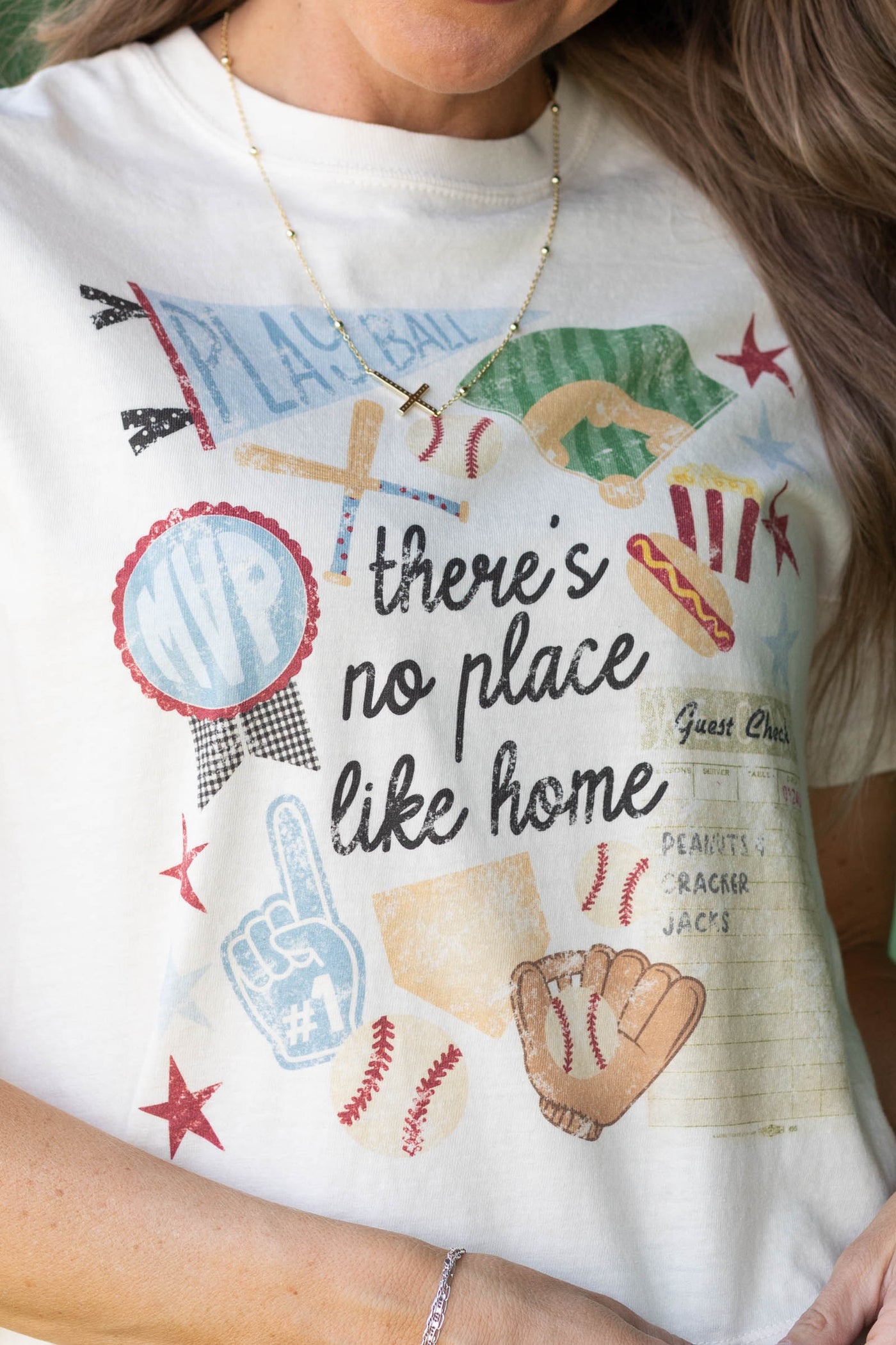 No Place Like Home Baseball Collage Tee- 100% Cotton