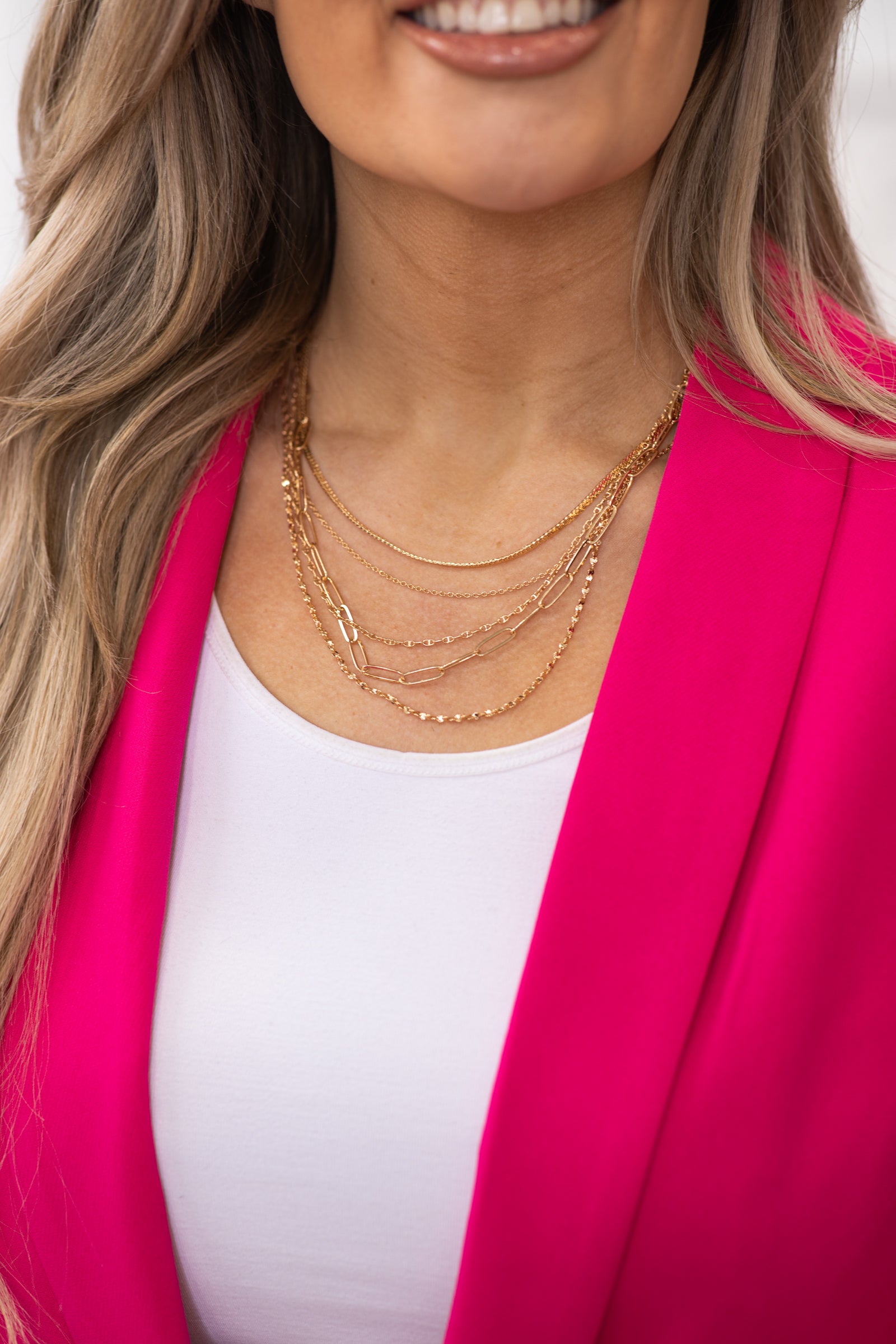 Gold Multi Chain Short Necklace