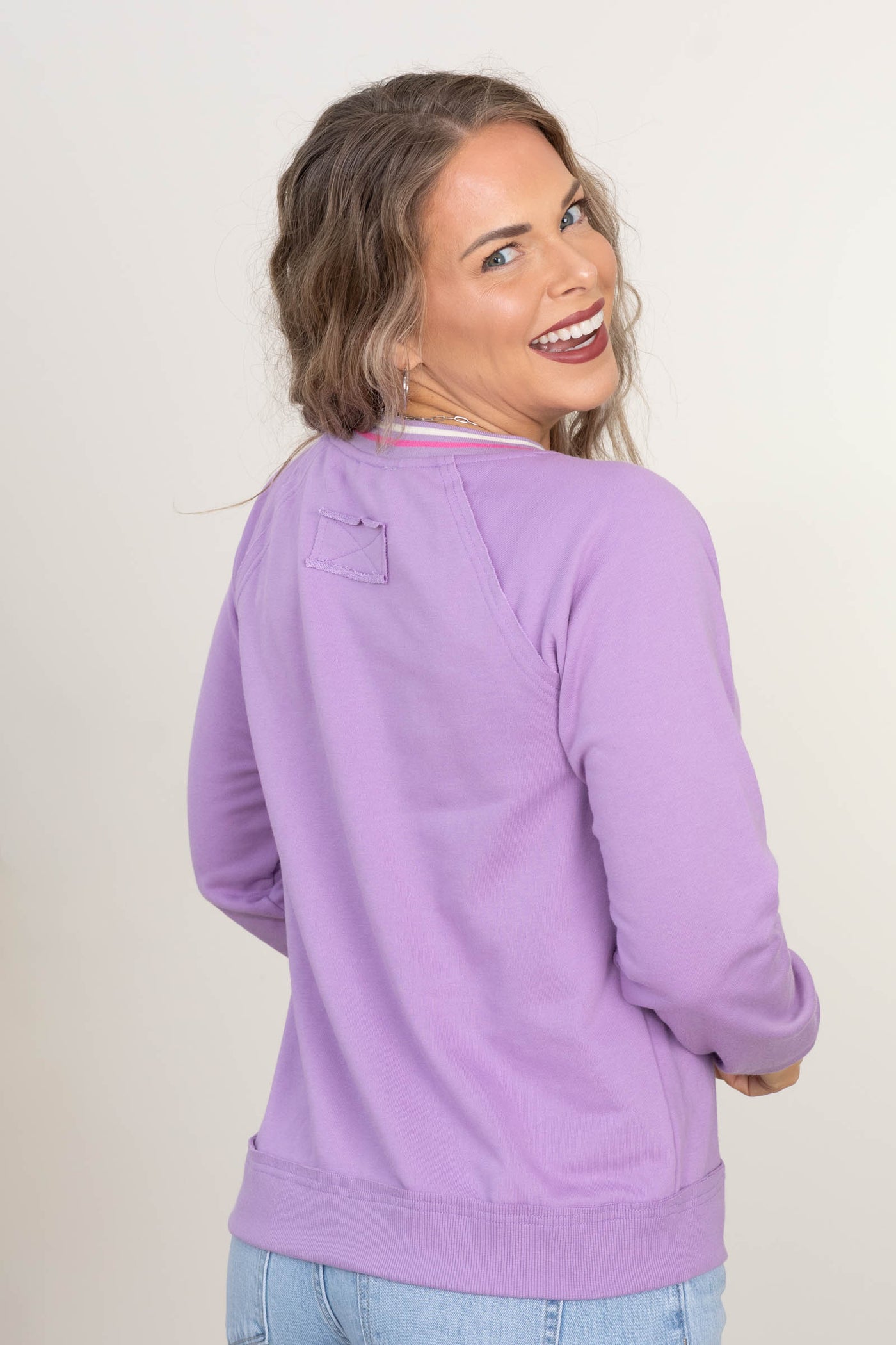 Lilac Varsity Rib Terry Knit Sweatshirt