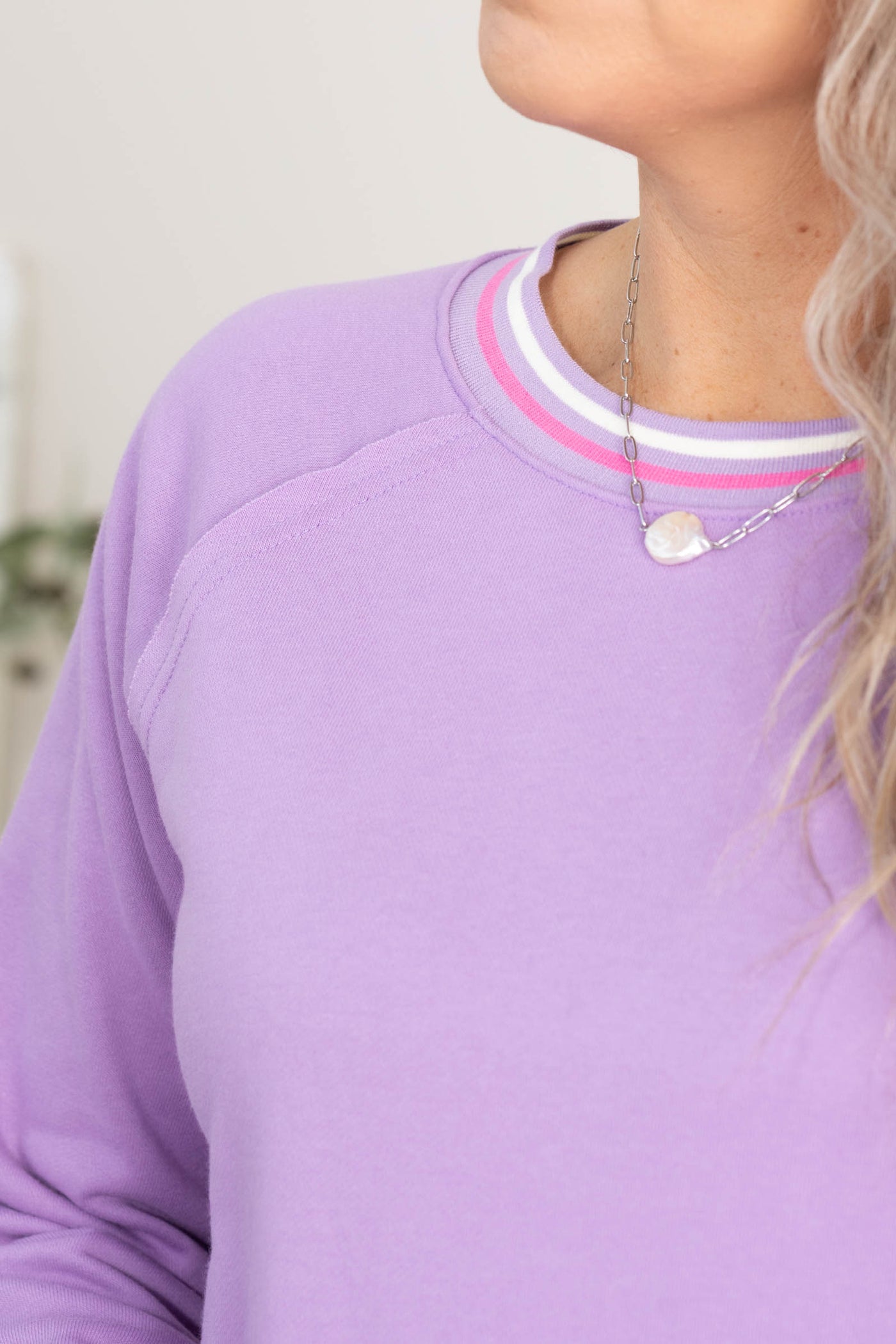 Lilac Varsity Rib Terry Knit Sweatshirt