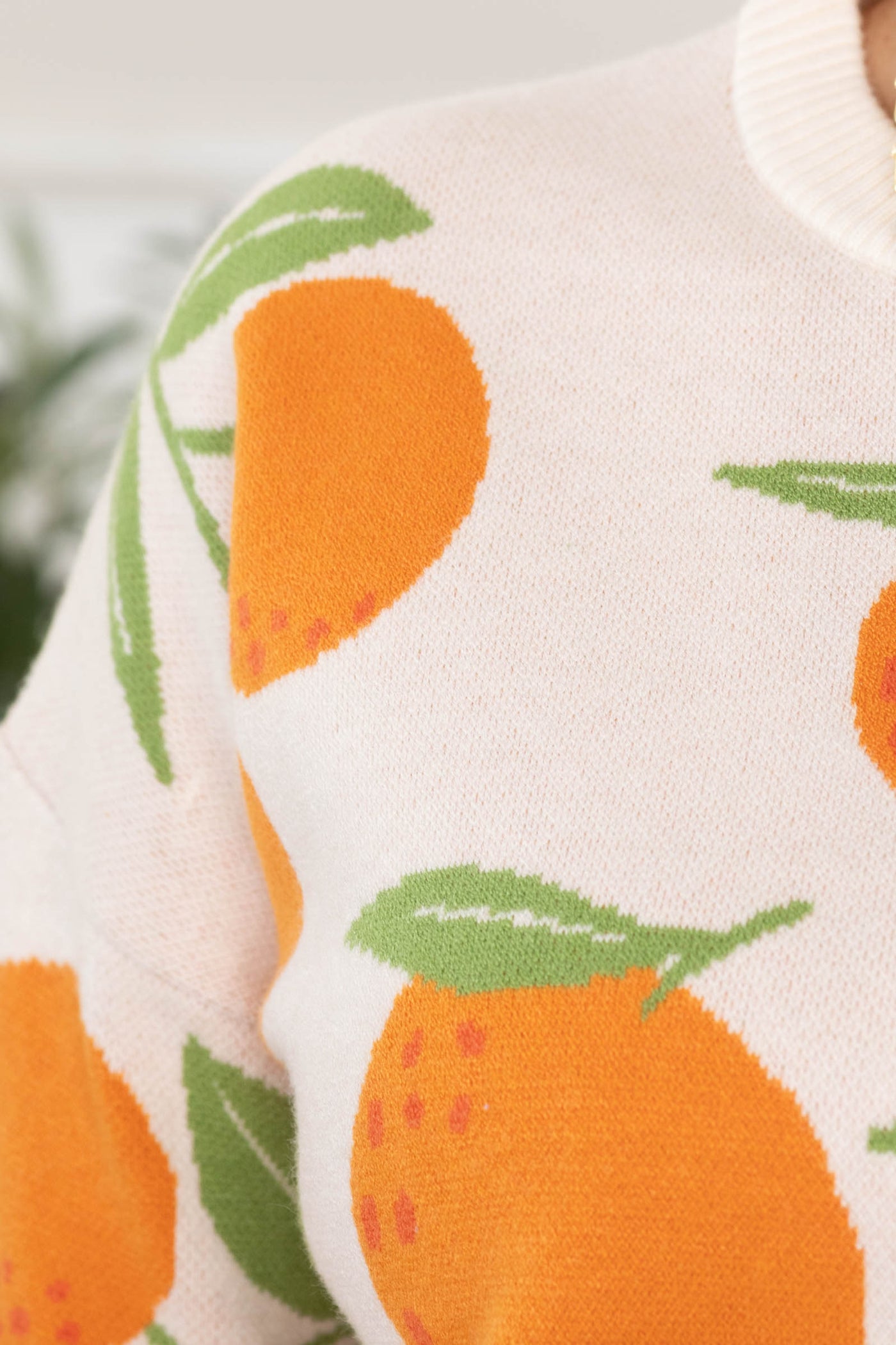 Oatmeal And Orange Pattern Sweater