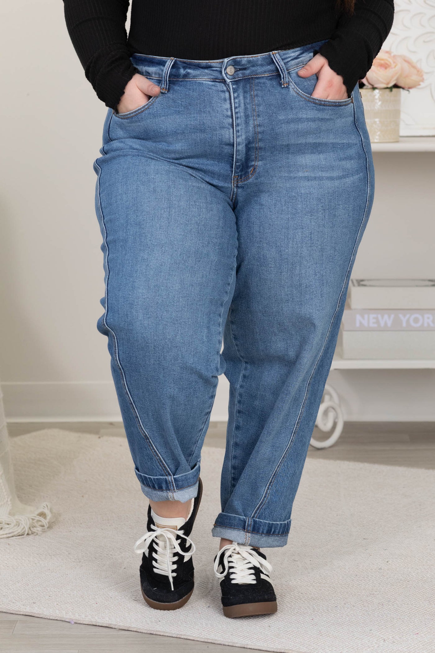 Judy Blue High Waist Rigid Magic Panel Barrel Jeans