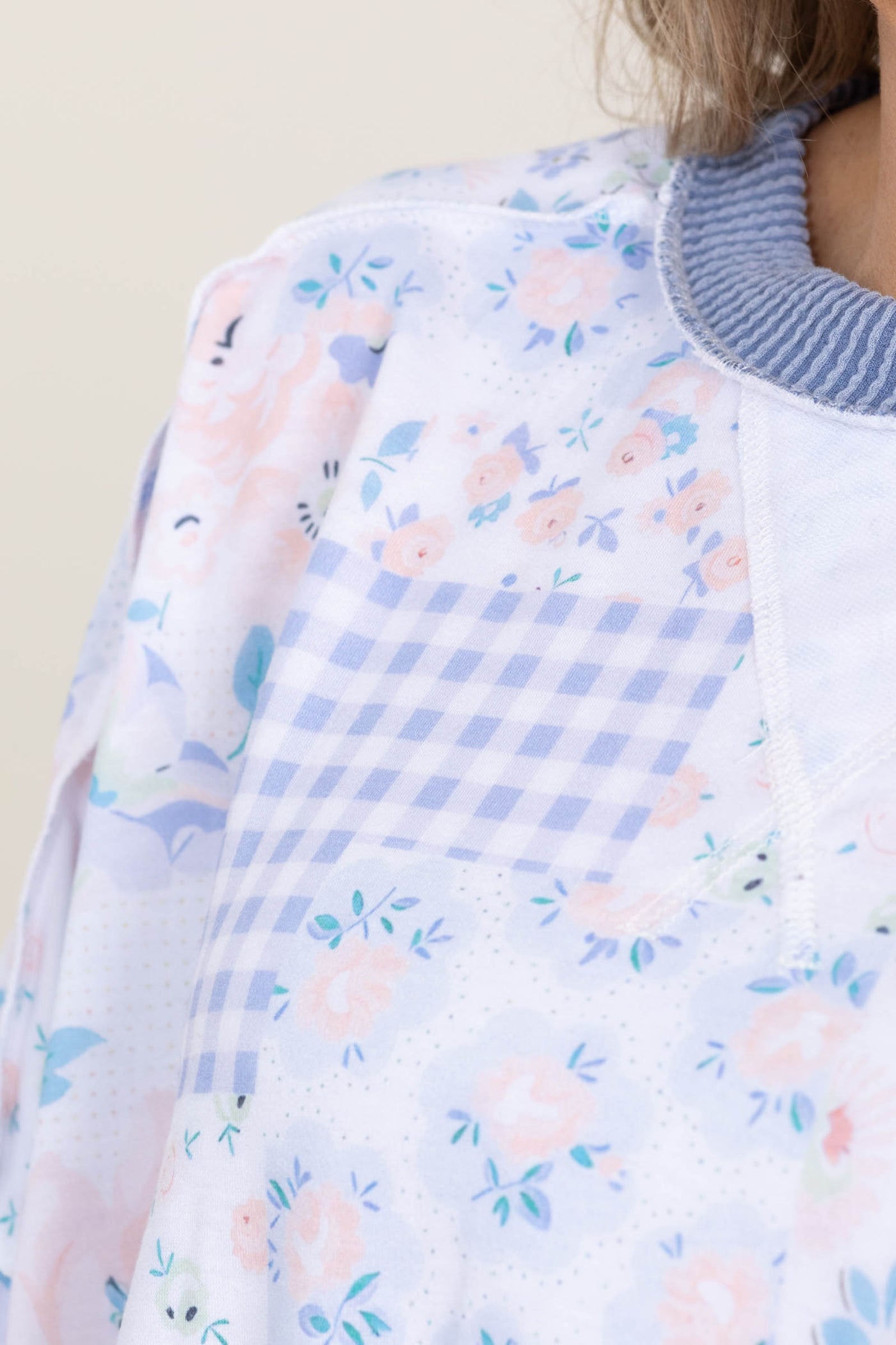 Dusty Blue Triangle Patchwork Knit Top