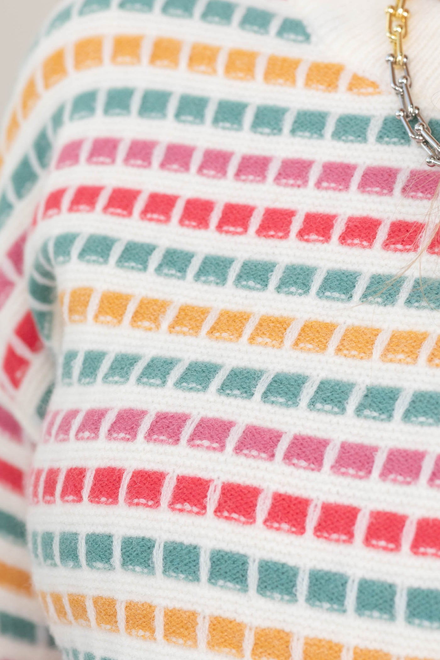 Pink And Coral Texture Stripe Sweater