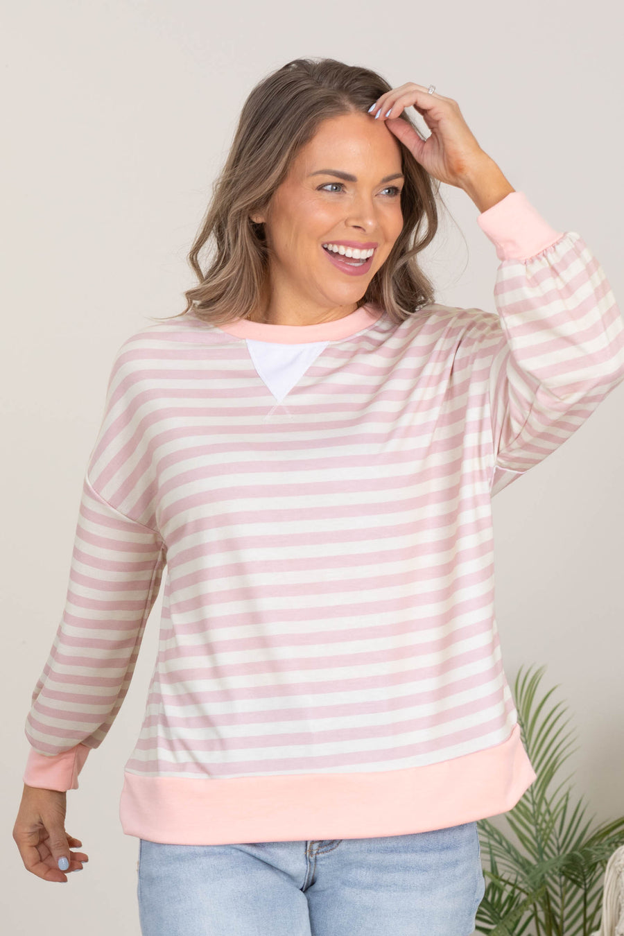 Crewneck French Terry Knit Pullover Tops