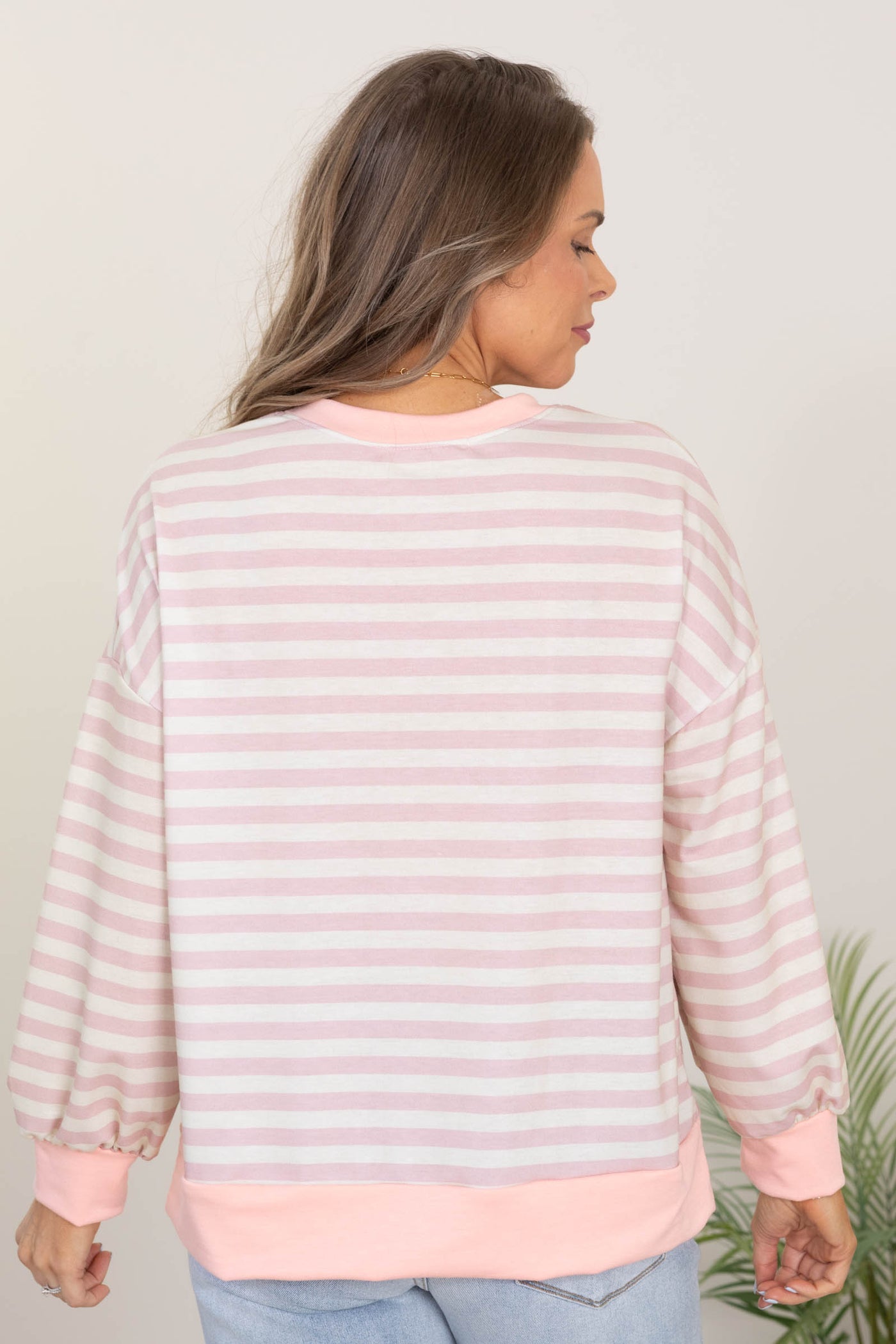 Crewneck French Terry Knit Pullover Tops
