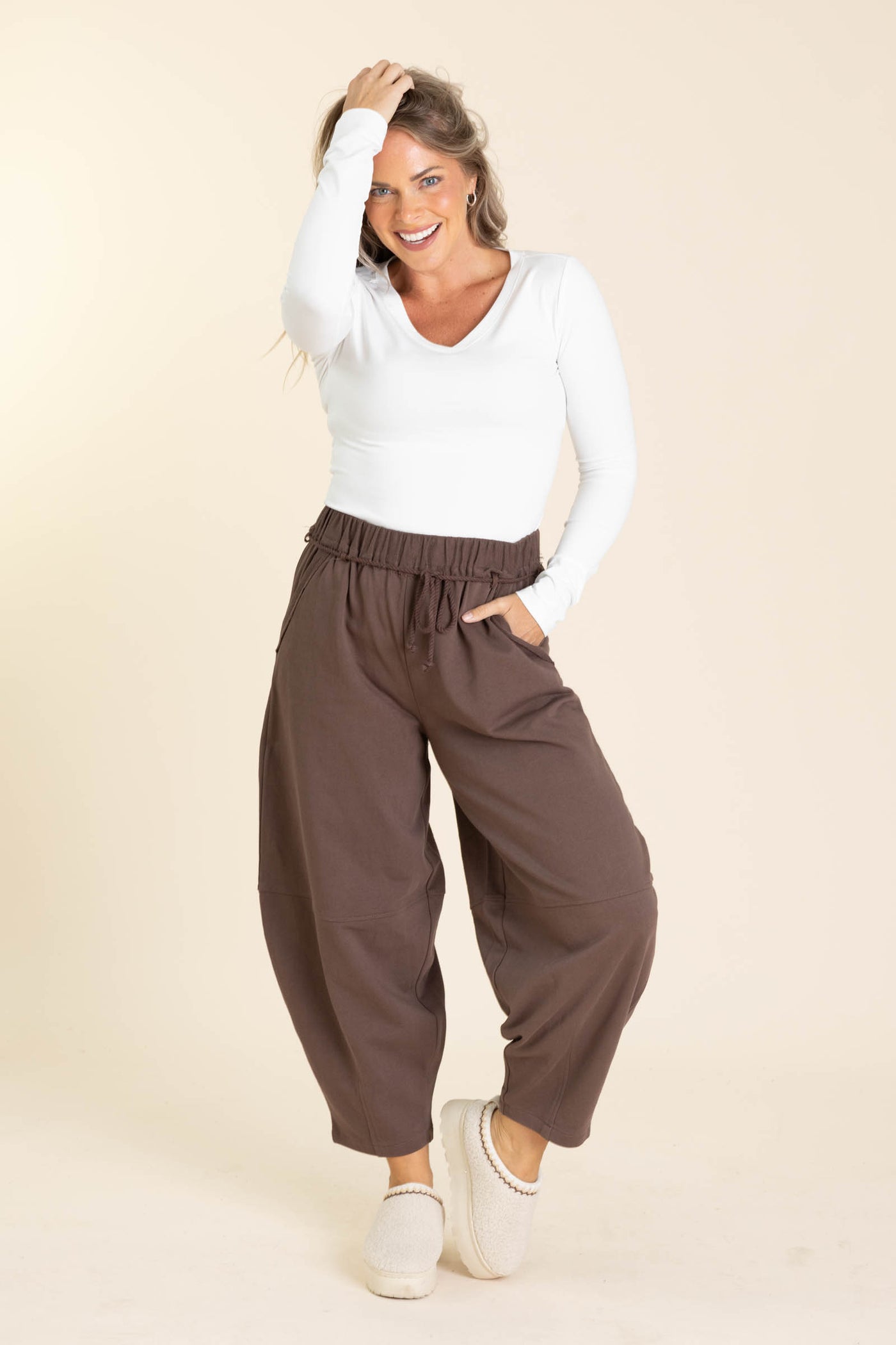 Braid Waist Barrel Pants