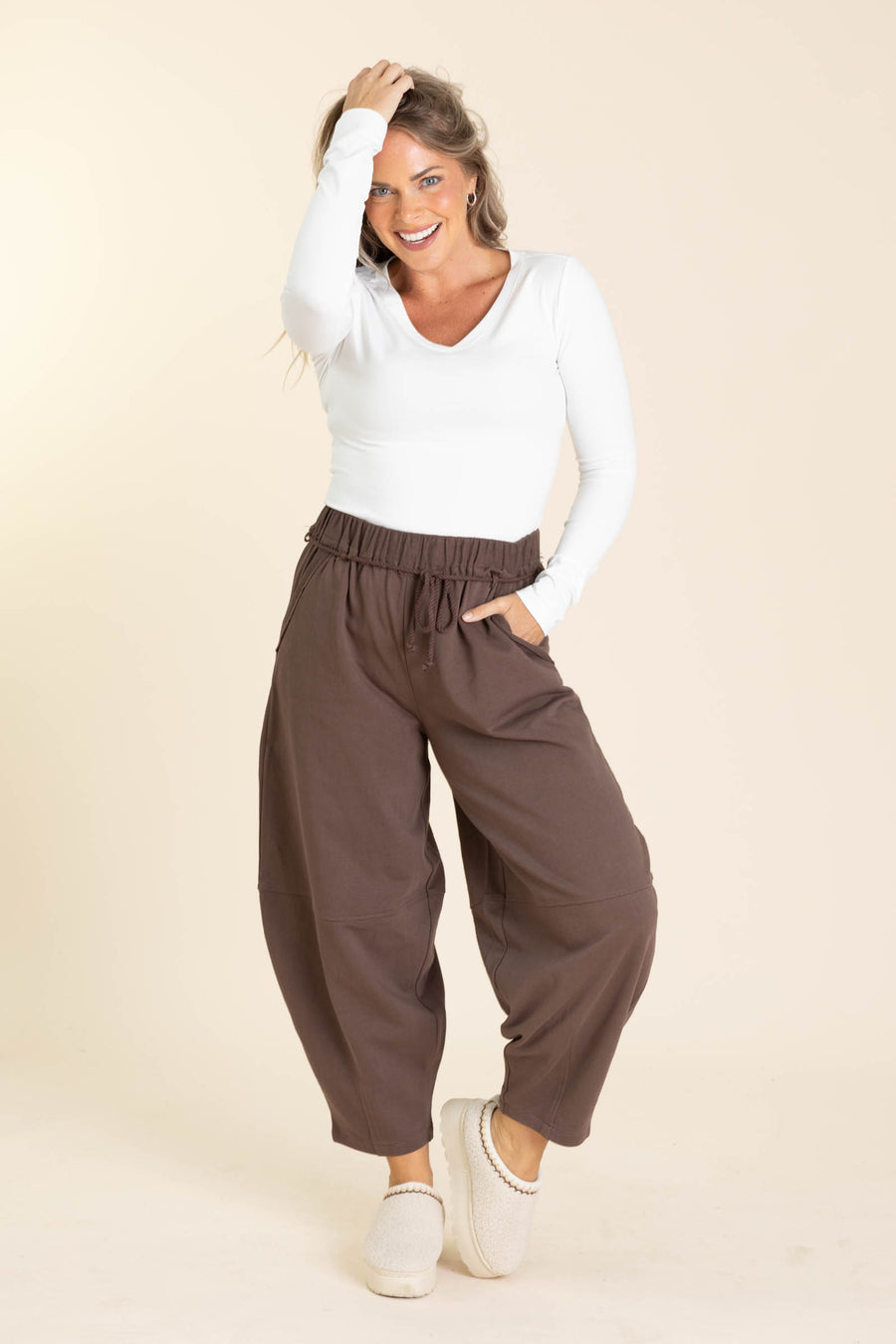 Braid Waist Barrel Pants