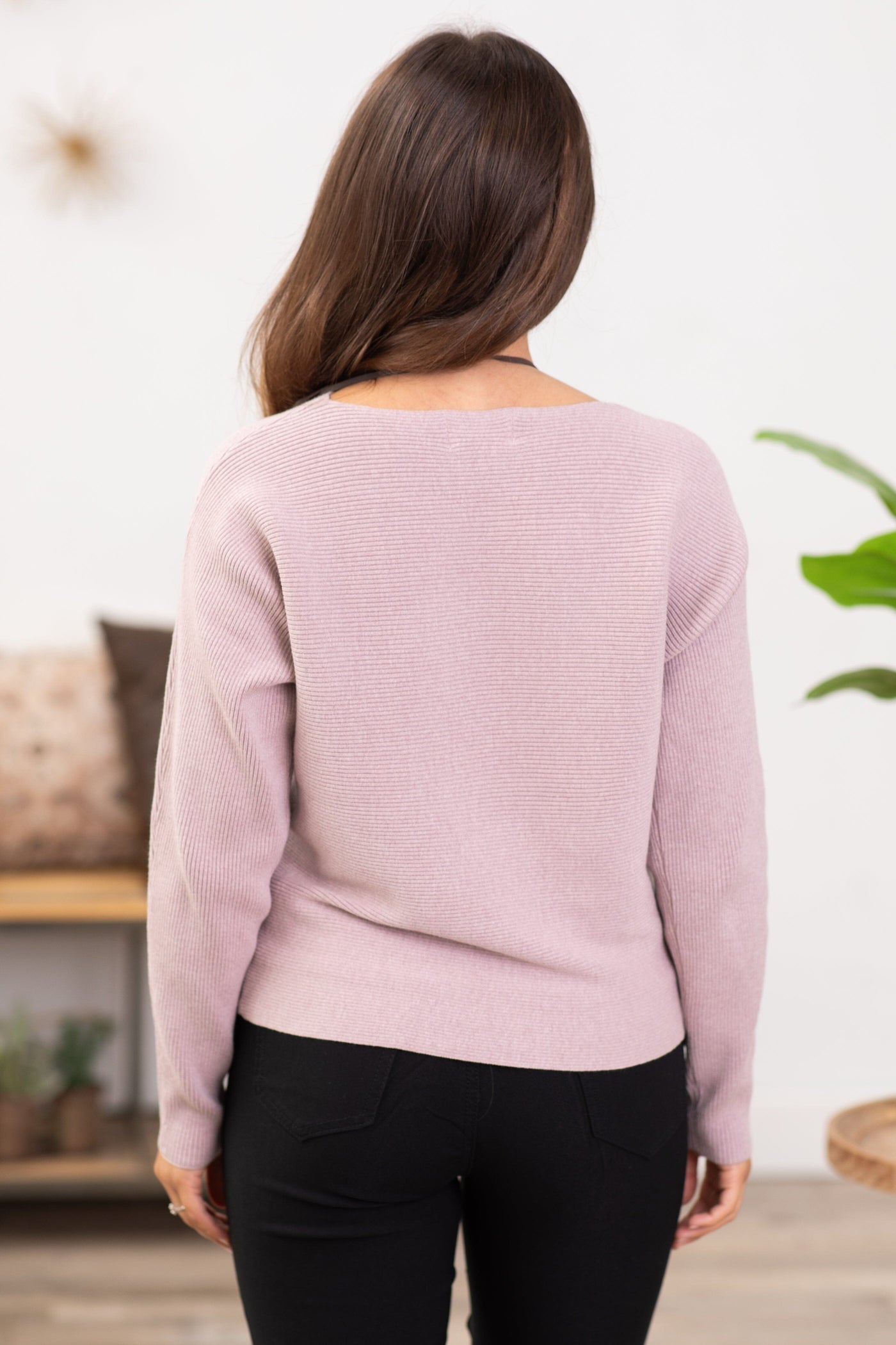 Mauve Horizontal Ribbed Sweater - Filly Flair
